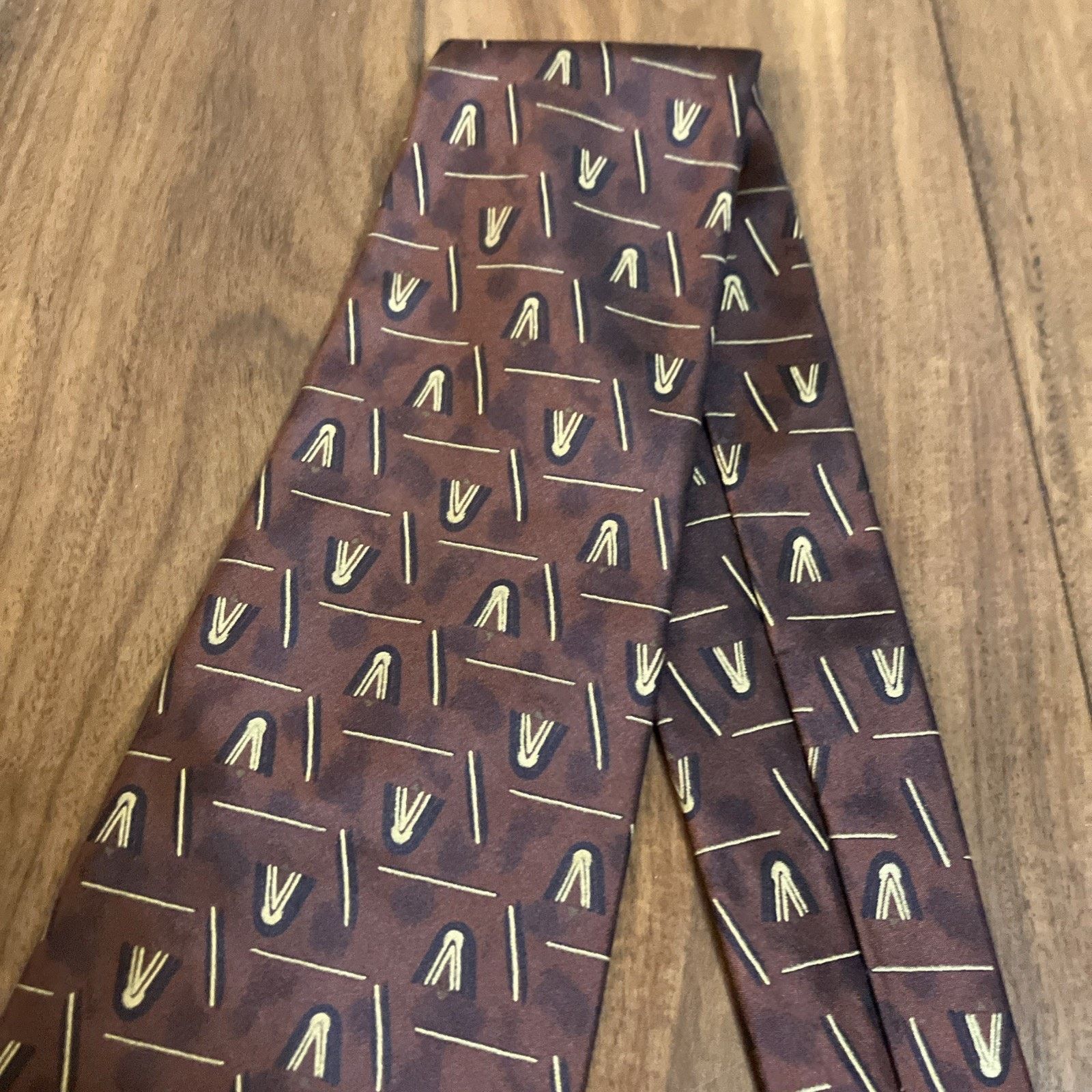 Robert Talbott ROBERT TALBOTT Men's Silk Necktie USA Bronze Modernist Prom Size ONE SIZE - 12 Thumbnail
