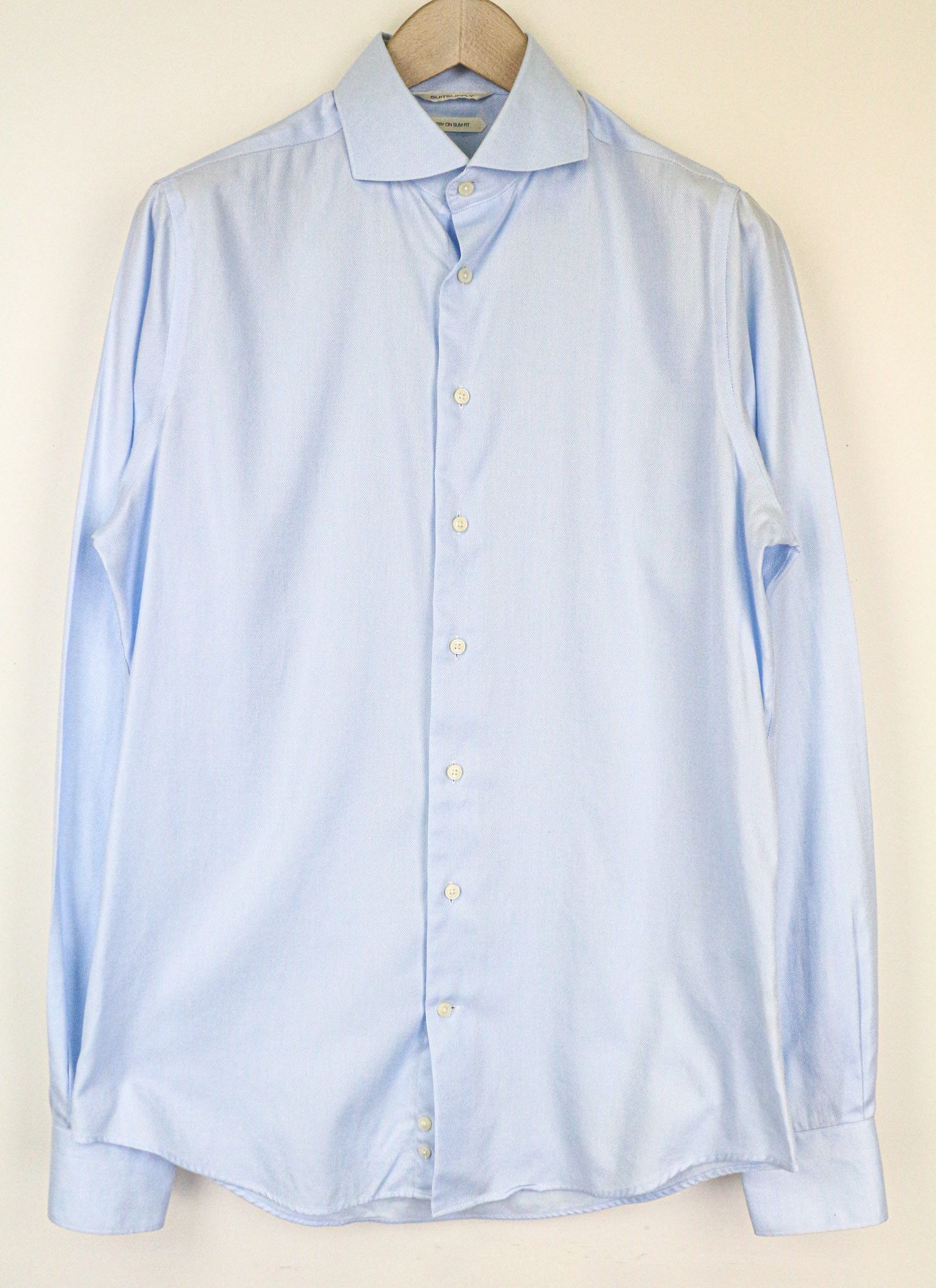 Suitsupply 40L/15 3/4L Slim Blue Cotton Cutaway Twill Shirt 78293 Size 40R - 1 Thumbnail