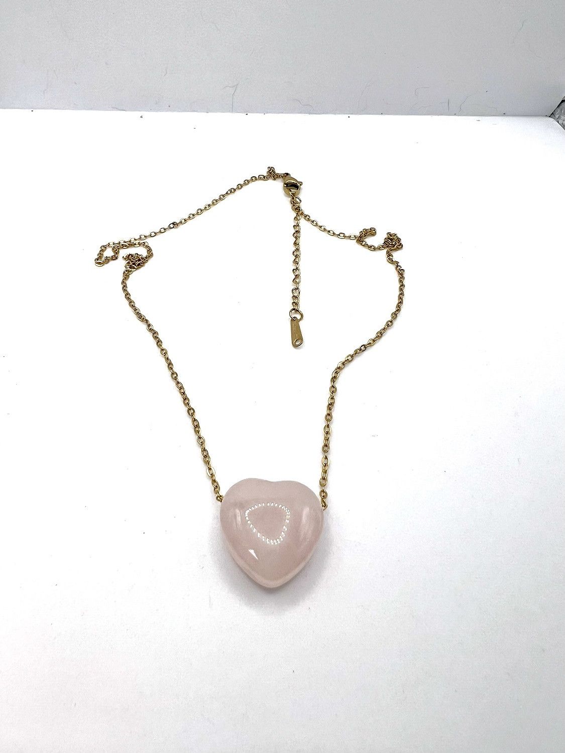 Jewelry Love Heart Rose quartz chain necklace Size ONE SIZE - 4 Thumbnail