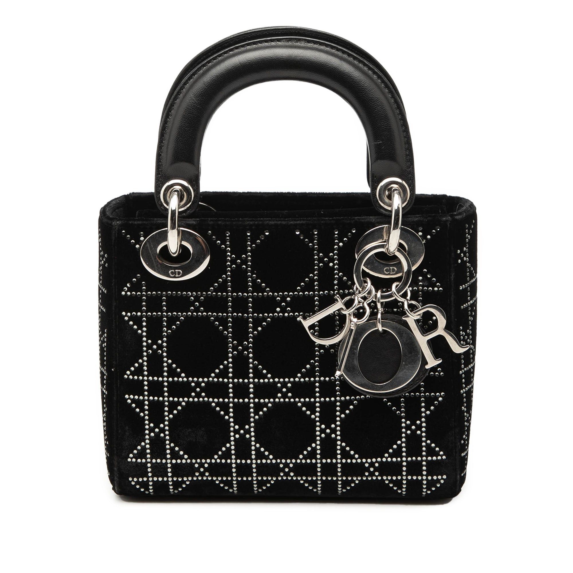 Dior Mini Velvet Cannage Strass Embellished Lady Dior Size ONE SIZE - 1 Thumbnail