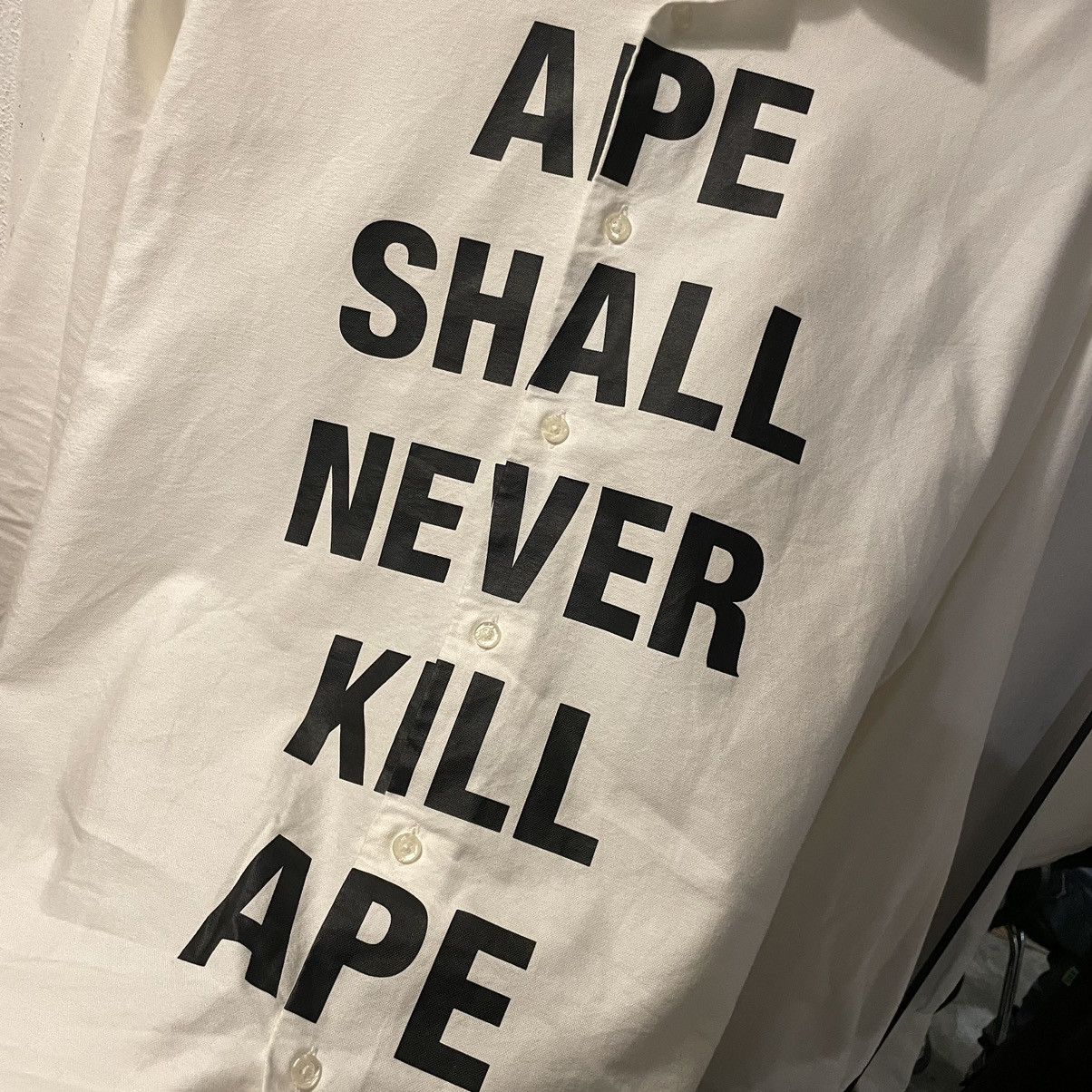 Bape Beautiful Bape Wording Ape Shall Never Kill Ape Button Ups Size US XL / EU 56 / 4 - 2 Thumbnail