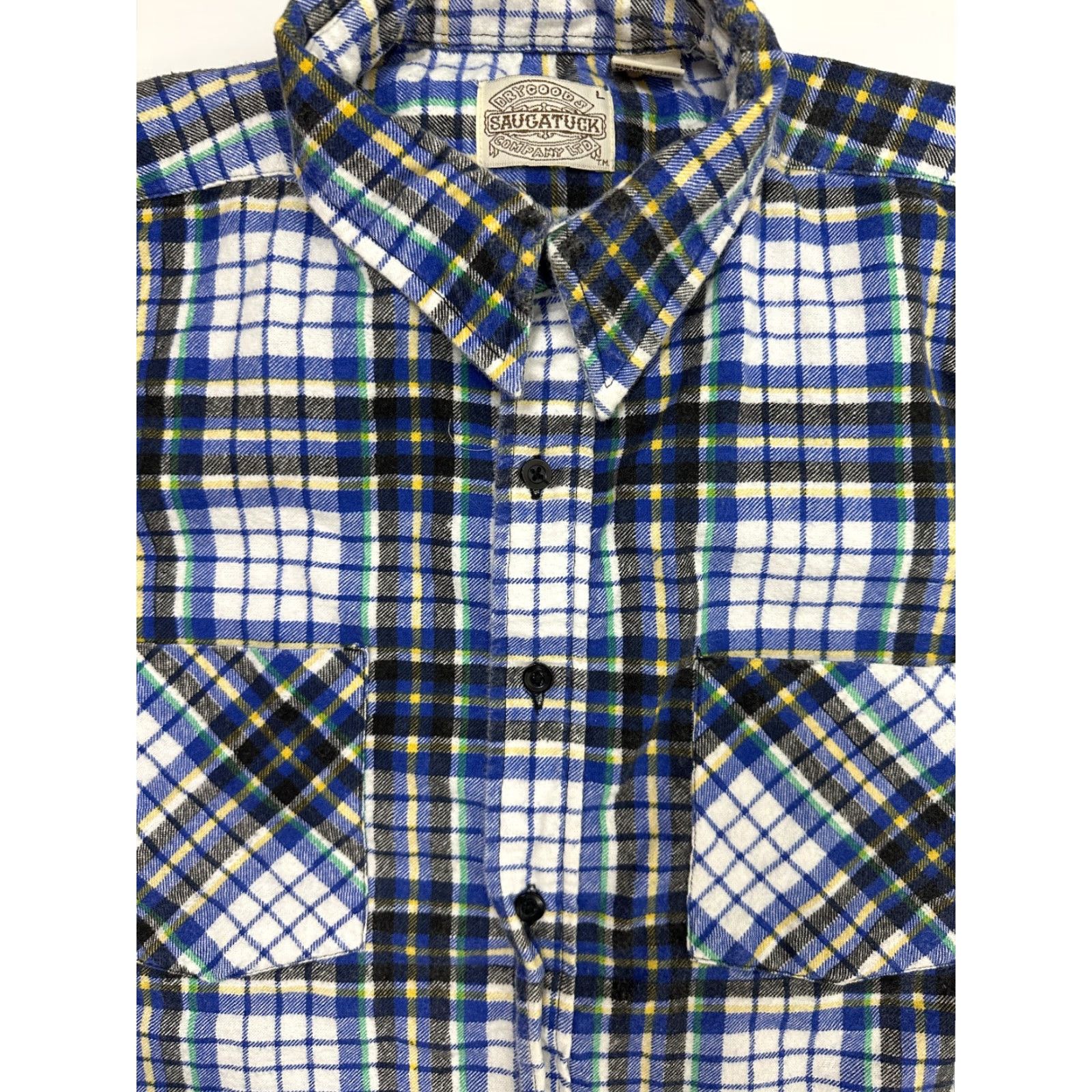 Vintage VINTAGE Saugatuck Flannel Shirt Men Large White Blue Plaid Button-Up Regular Fit 90s Grunge Size US L / EU 52-54 / 3 - 2 Thumbnail