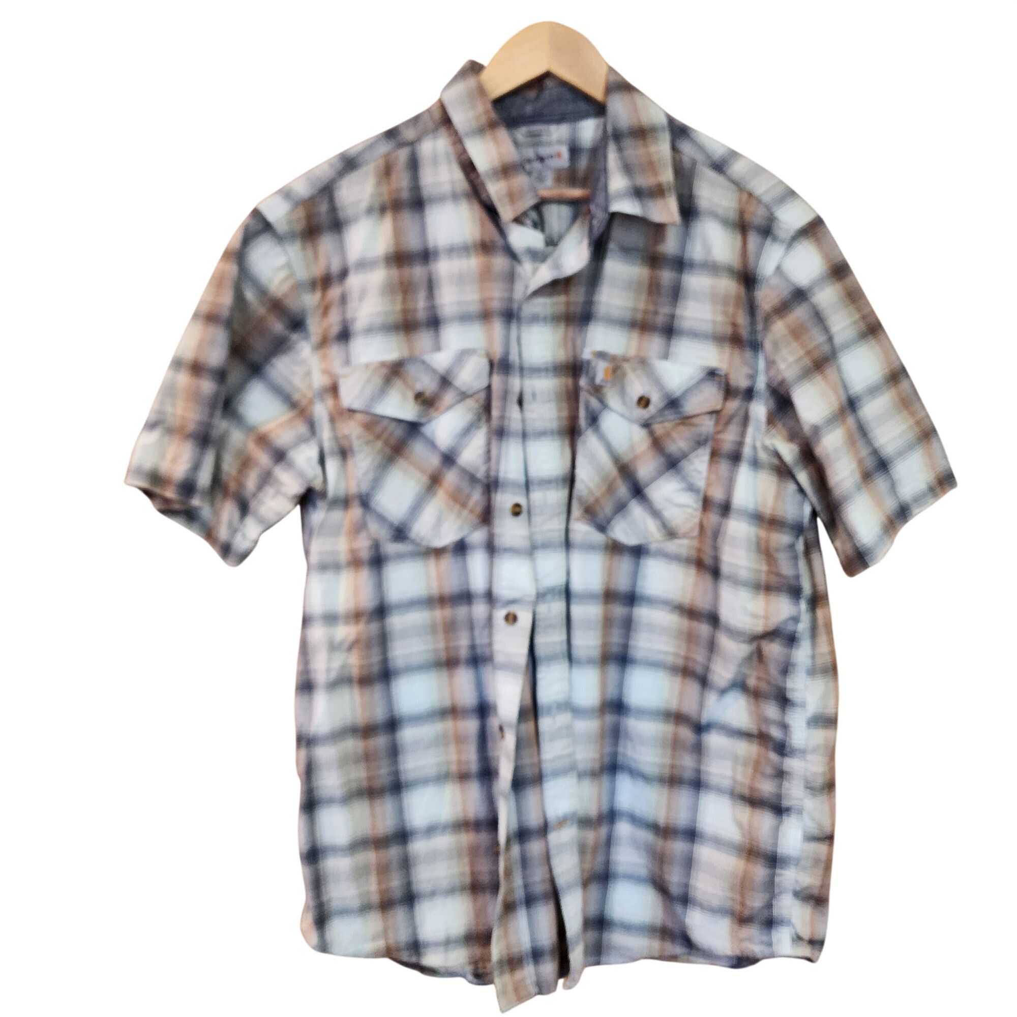 Carhartt Carhartt Shirt Plaid Relaxed Fit Short Sleeve Button Up Mens Size US XL / EU 56 / 4 - 1 Thumbnail