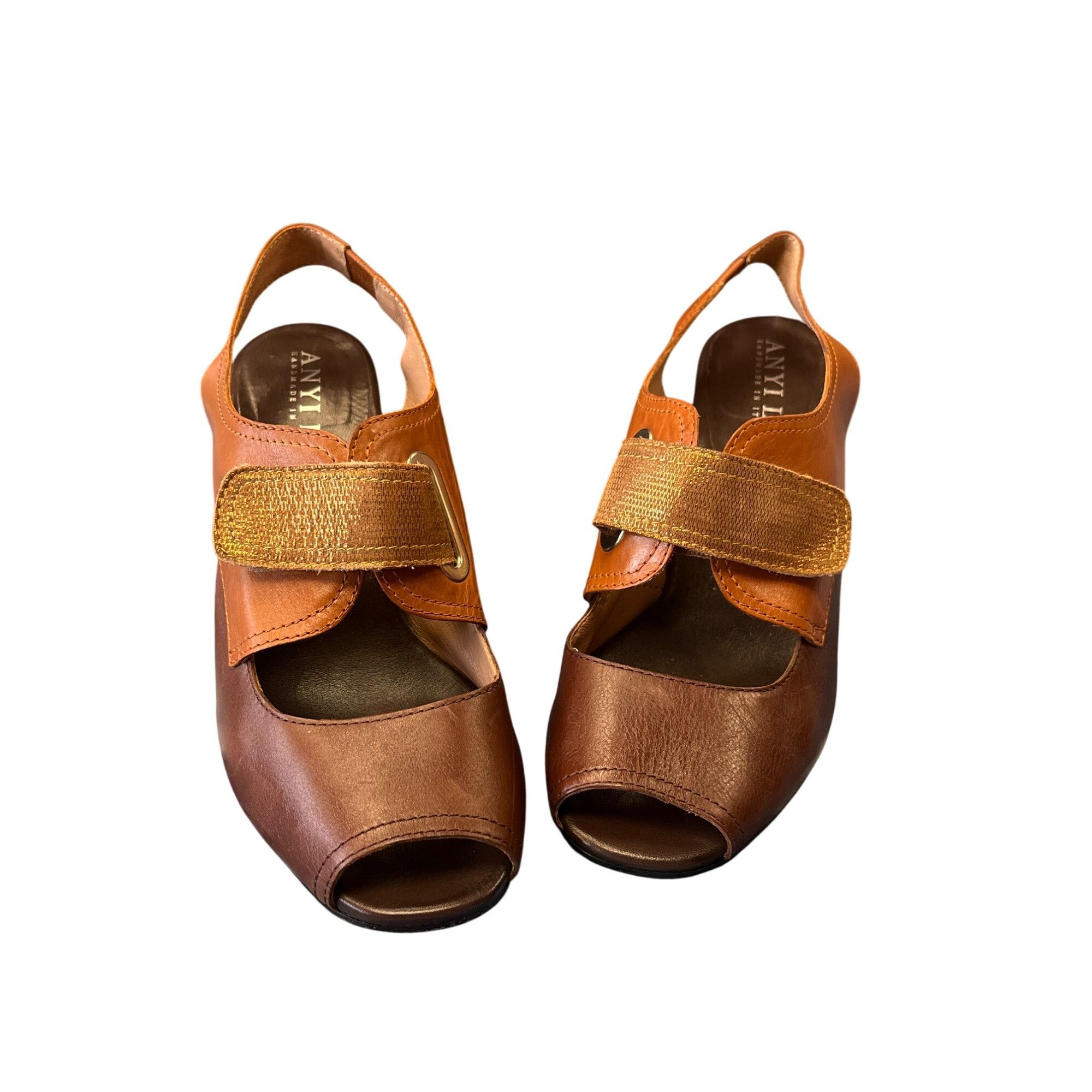 Other Anyi Lu Womens Brown Leather Slingback Heals Sz 38 SKU 8947 Size US 8 / IT 38 - 5 Thumbnail