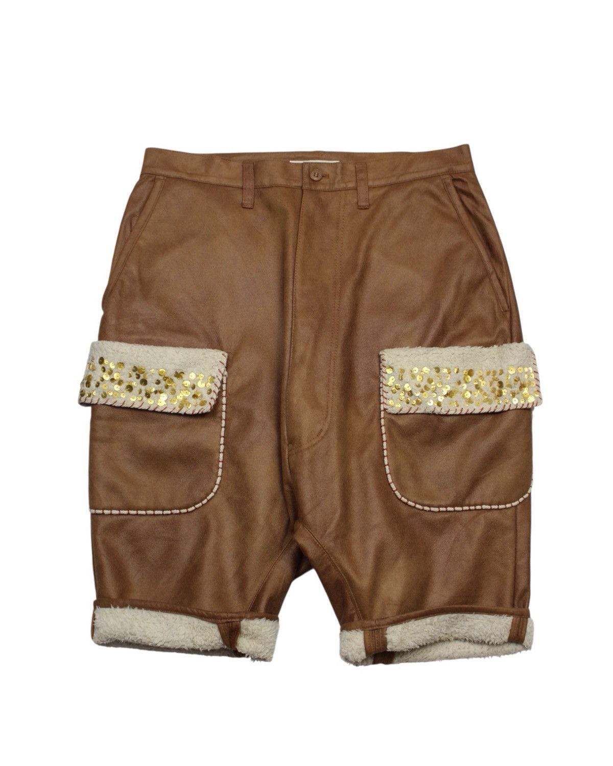 Issey Miyake × Ne-Net AW2011 NÉ-NET FAUX NUBUCK SHORTS WITH FLEECE LINING Size US 30 / EU 46 - 1 Thumbnail