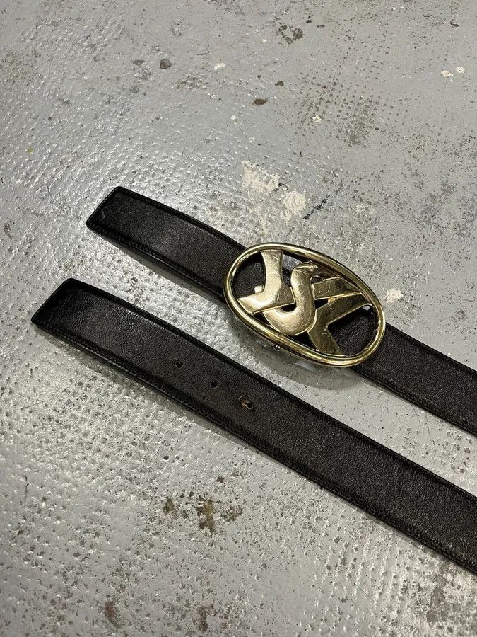 Yves Saint Laurent FW2003 Yves Saint Laurent Golden YSL Logo Buckle Black Leather Belt Size ONE SIZE - 5 Thumbnail