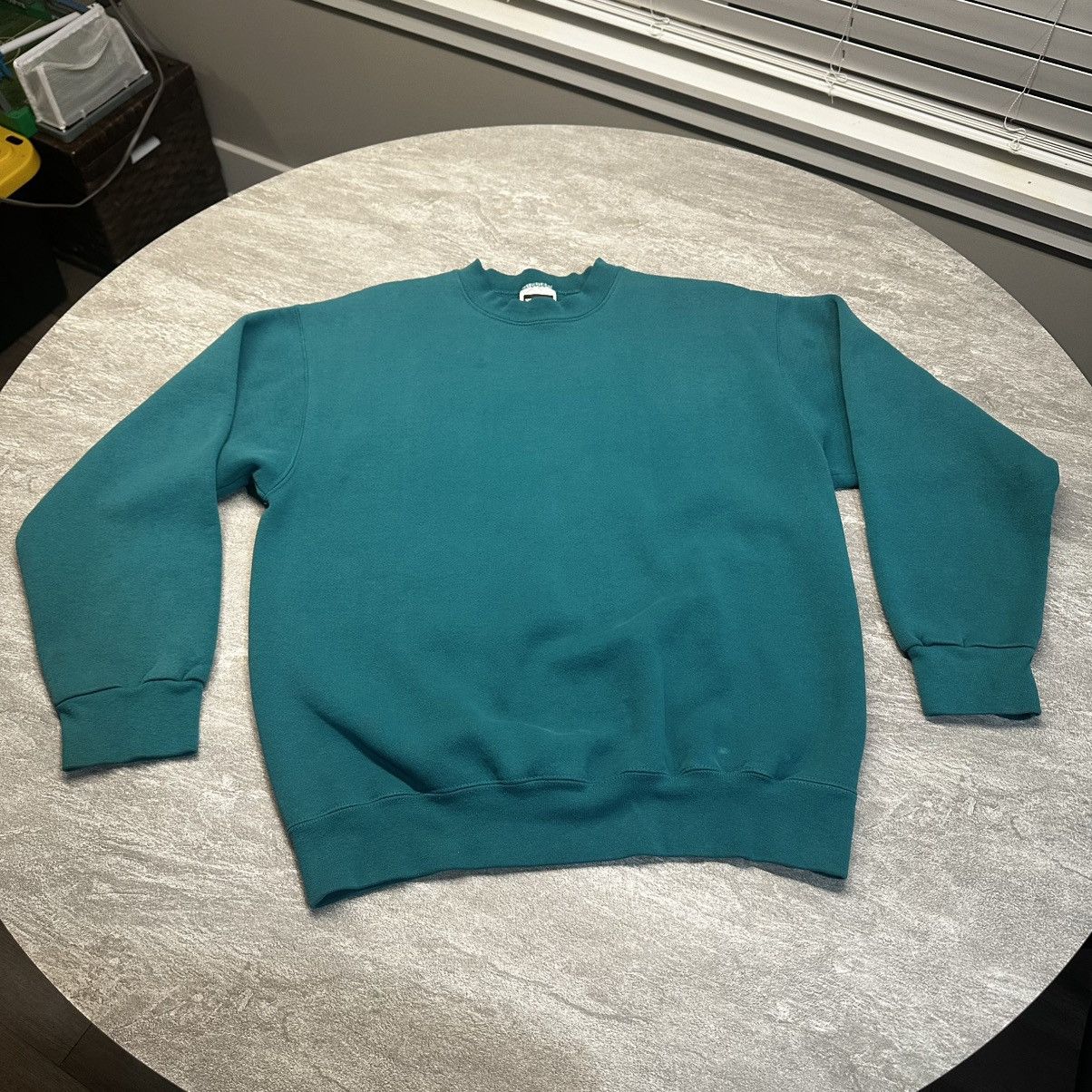 Tultex × Vintage Vintage Tultex Made in USA Crewneck Sweatshirt Blank Teal Size US L / EU 52-54 / 3 - 1 Thumbnail