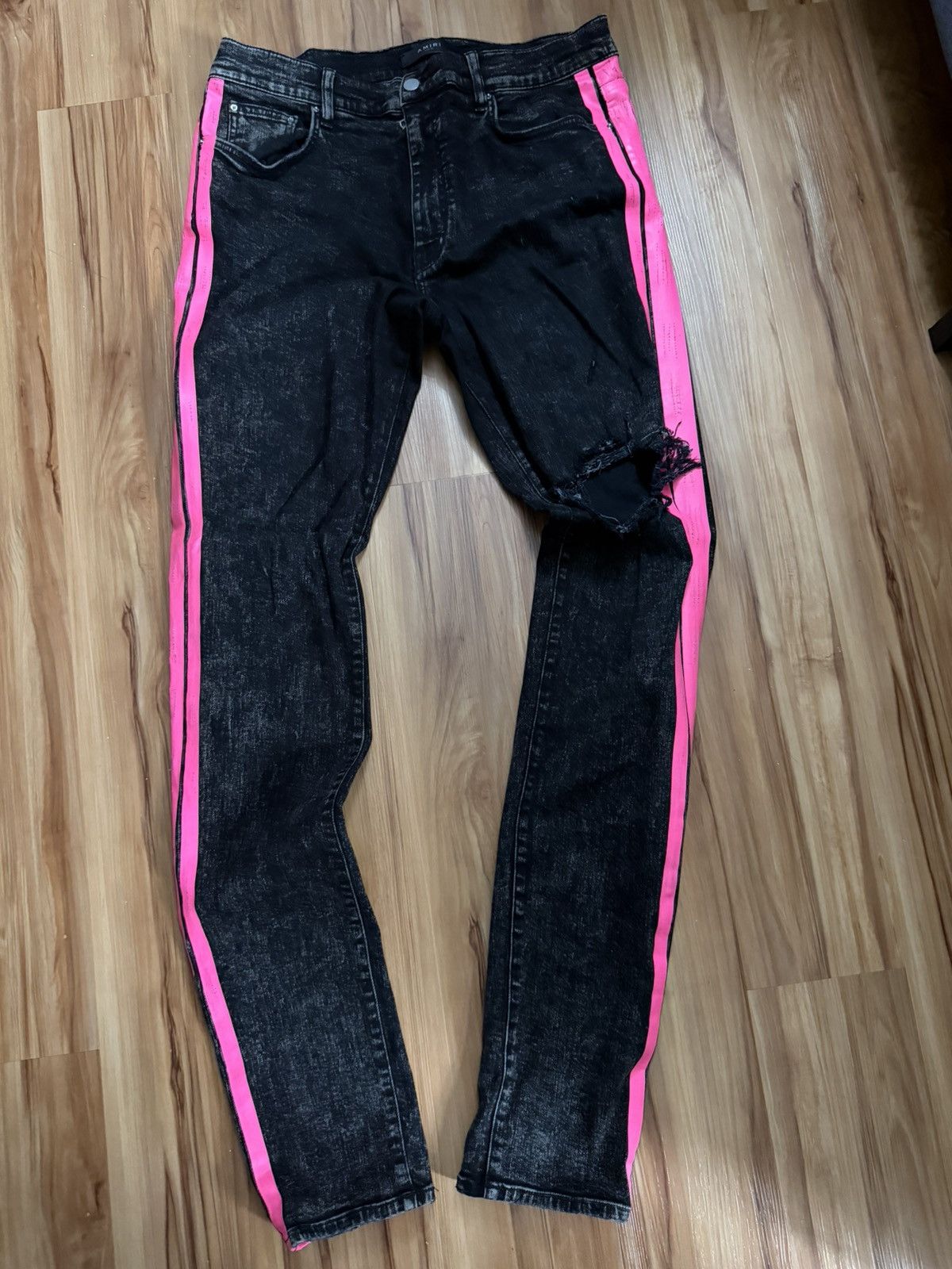 Amiri Amiri ‘Double Pink Stripe’ - Black Size US 36 / EU 52 - 1 Thumbnail