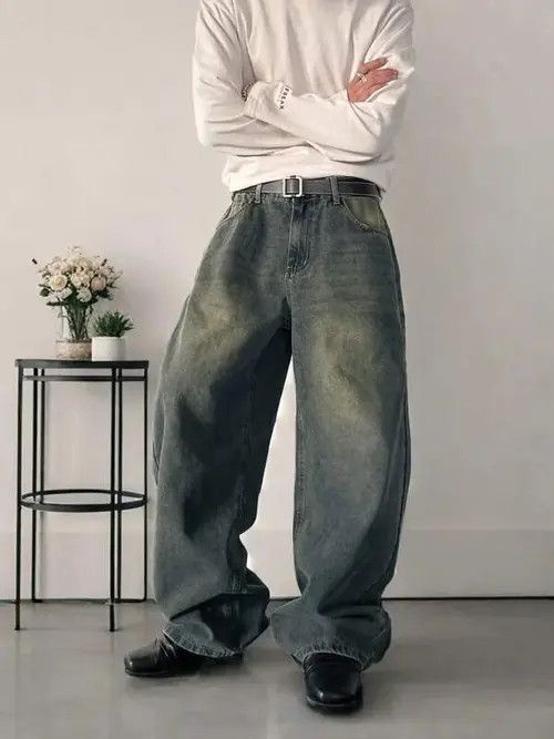 Jean Washed RETRO vintage 90s denim jeans Size US 32 / EU 48 - 4 Thumbnail
