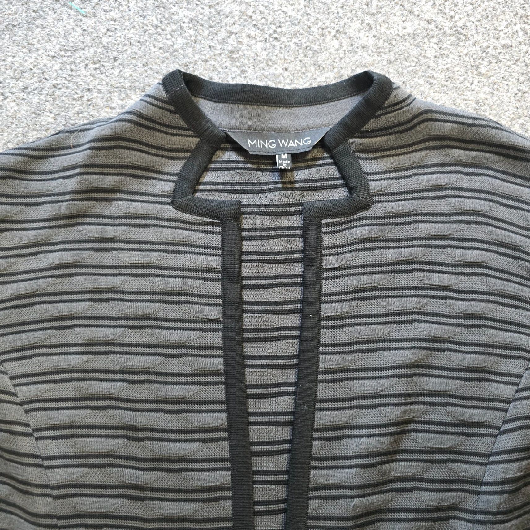 Vintage Ming Wang Jacket Womens Medium Gray Black Stripe Stretch No Iron Career Jacket Size M / US 6-8 / IT 42-44 - 4 Thumbnail