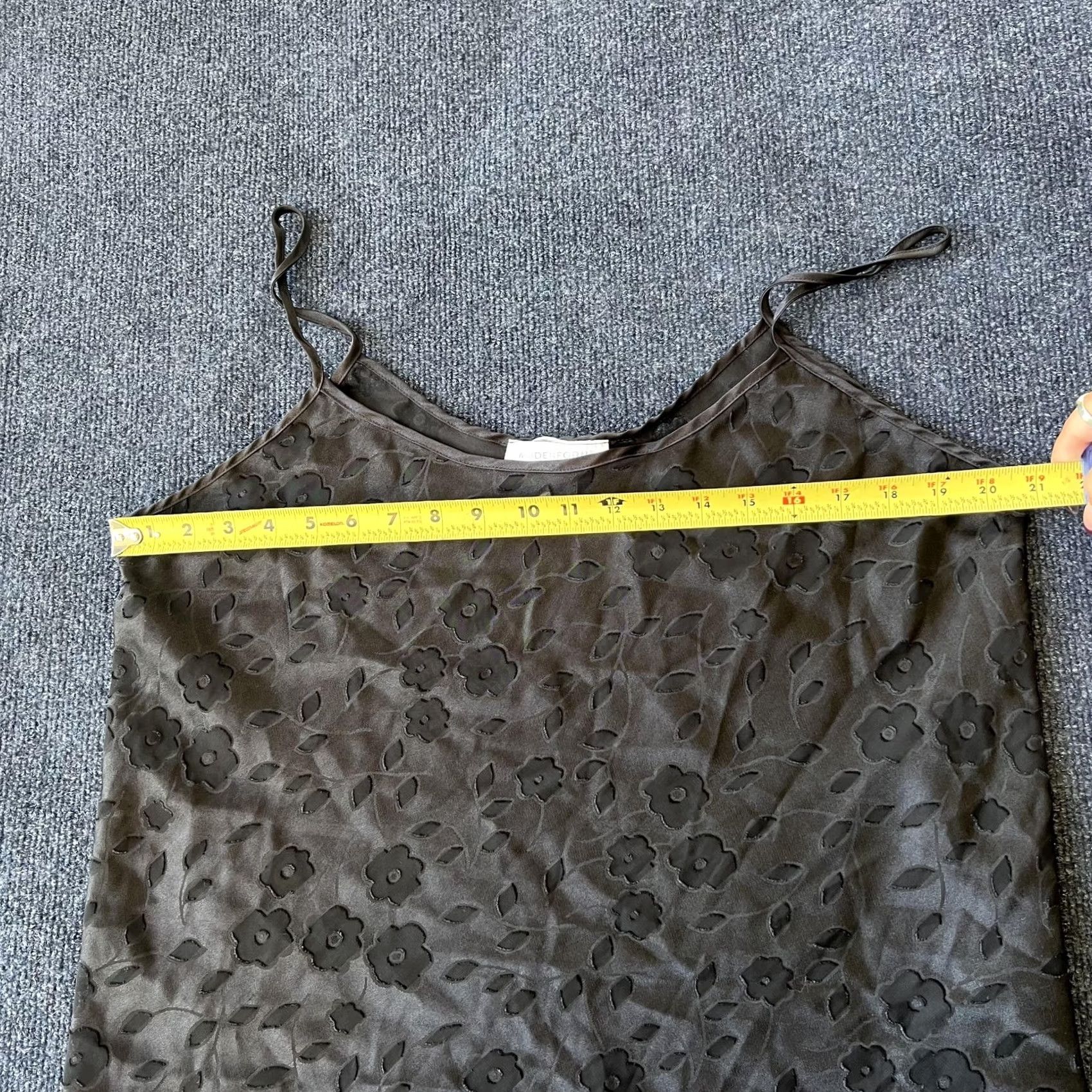 Vintage Maidenform Tank Top Womens XL Black Floral Burnout Cami Camisole Lingerie Strap Size XL / US 12-14 / IT 48-50 - 3 Thumbnail