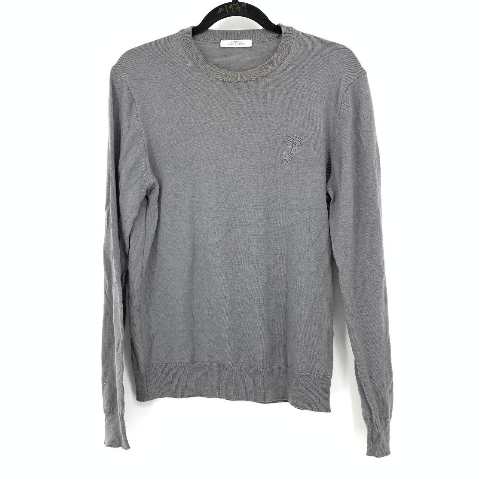 Versace Versace Collection Sweater Mens M Crew Long Sleeve Gray Wool Size US M / EU 48-50 / 2 - 1 Thumbnail
