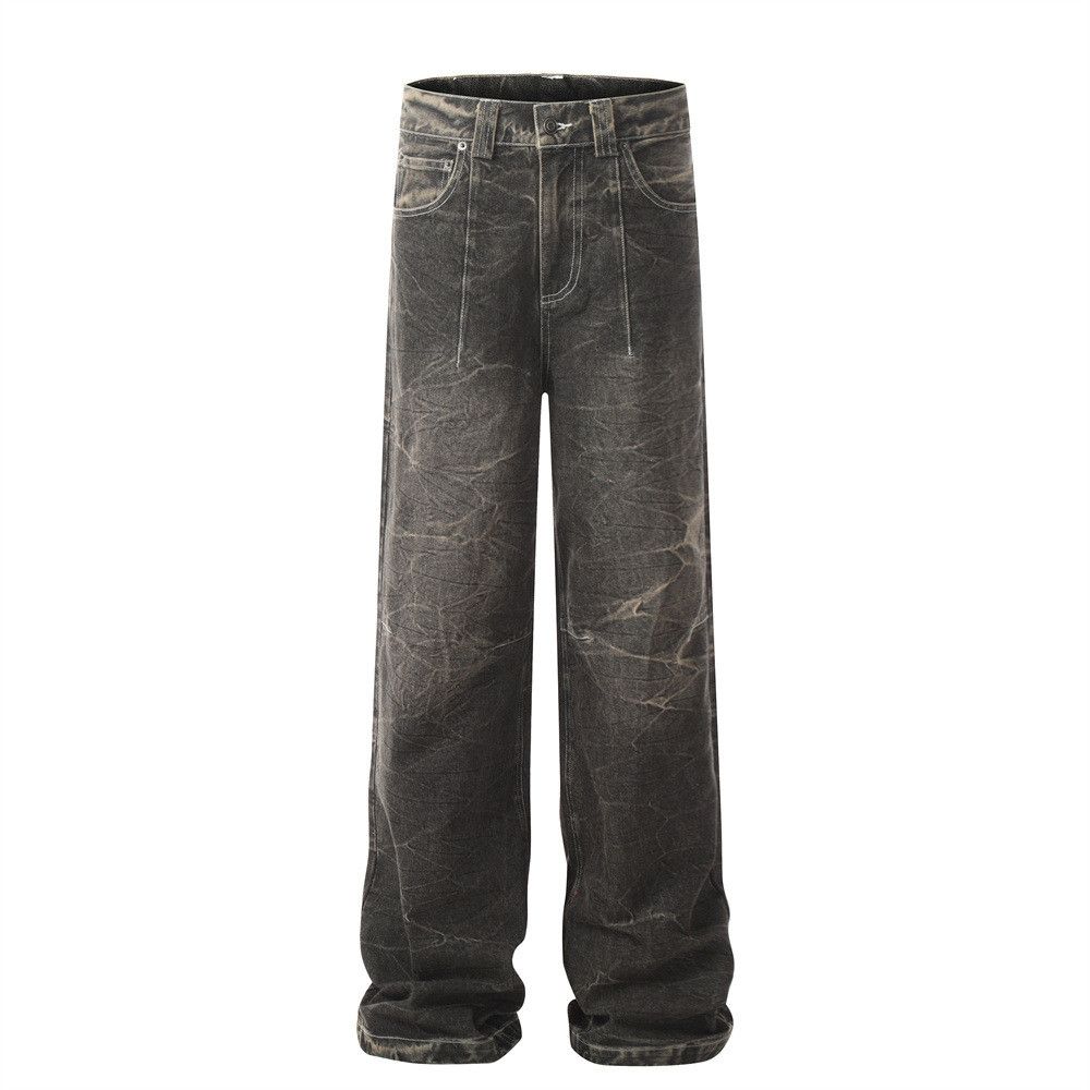 Japanese Brand × Jean Men's distressed loose lightning crack tie-dye washed jeans Size US 32 / EU 48 - 1 Thumbnail