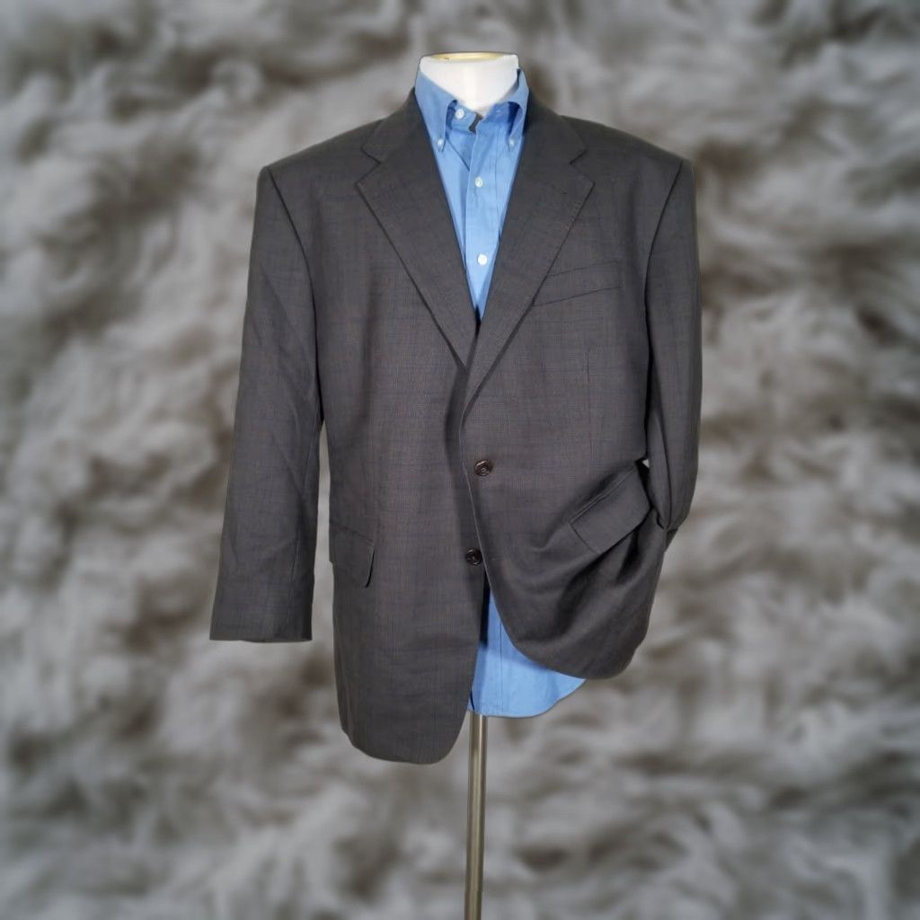 Vintage VINTAGE Scabal Sport Coat Jacket Two Button Single-Breasted Wool Brown Blue Check Notch Lapel 46R 46S Regular Mens Size US S / EU 44-46 / 1 - 1 Thumbnail