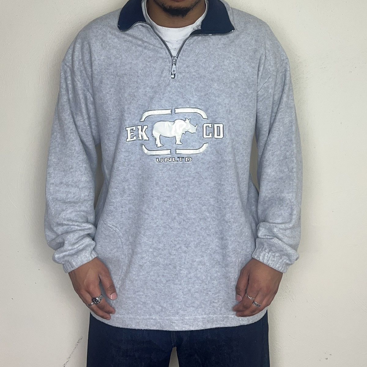 Ecko Unltd. × Vintage Grey Ecko Unltd 1/4 Zip Fleece Sweatshirt Size US XL / EU 56 / 4 - 8 Thumbnail