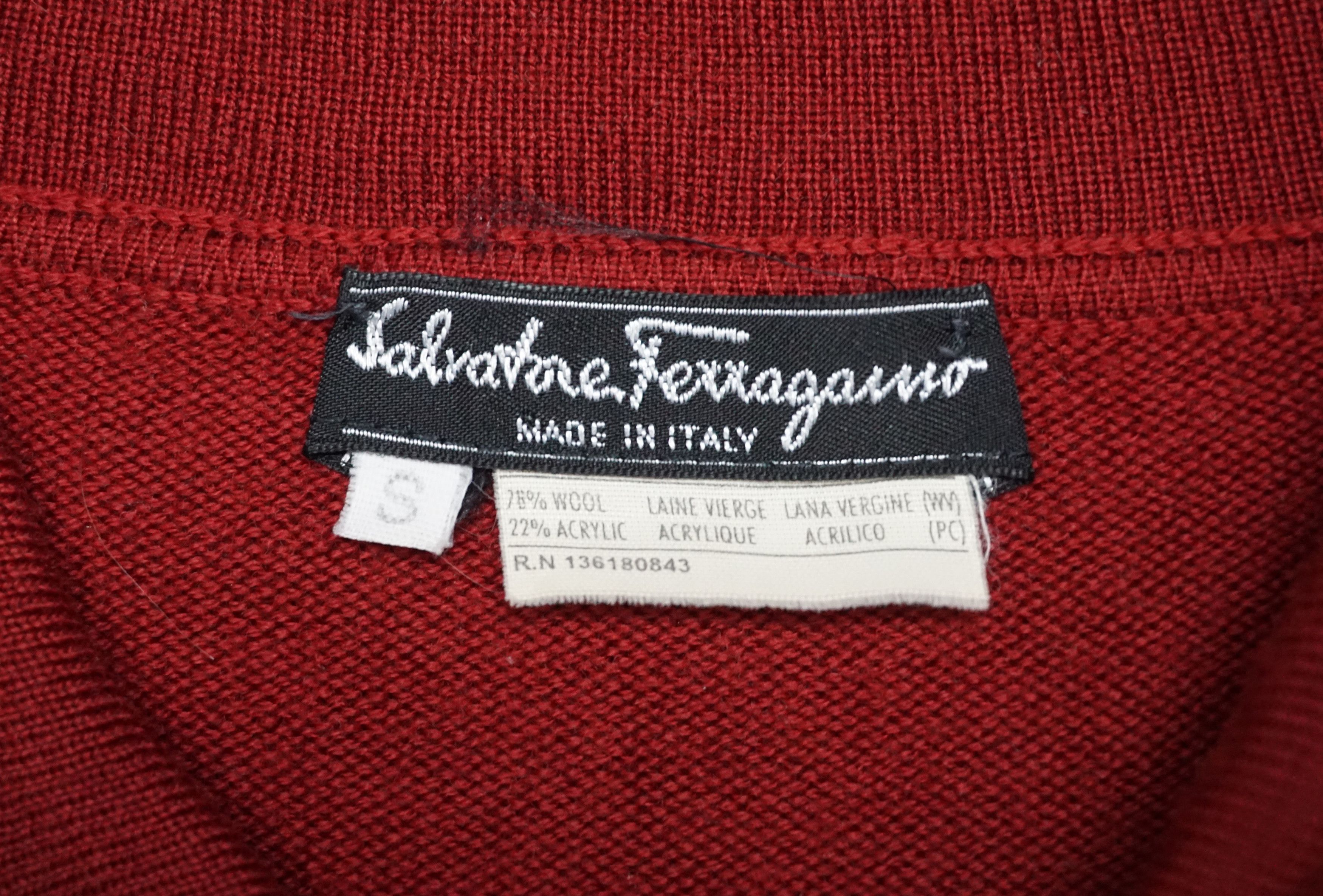 Salvatore Ferragamo 80's Salvatore Ferragamo red knit cardigan sweater Size S / US 4 / IT 40 - 2 Thumbnail