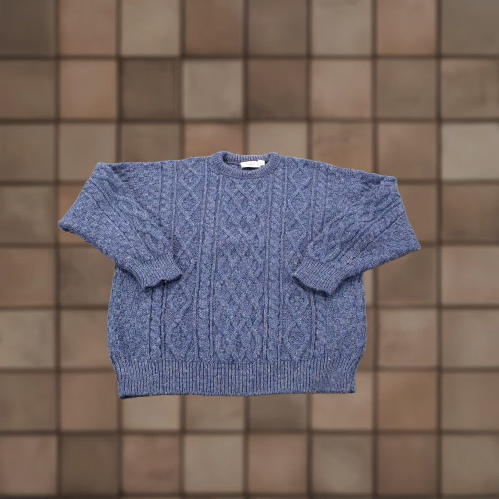 Vintage Donegel Collection Sweater Mens XL Wool Pullover Cable-Knit Crew Neck Vintage Blue Regular Mens Pullover Wool Knit Winter Outdoor 90s Size US XL / EU 56 / 4 - 1 Thumbnail