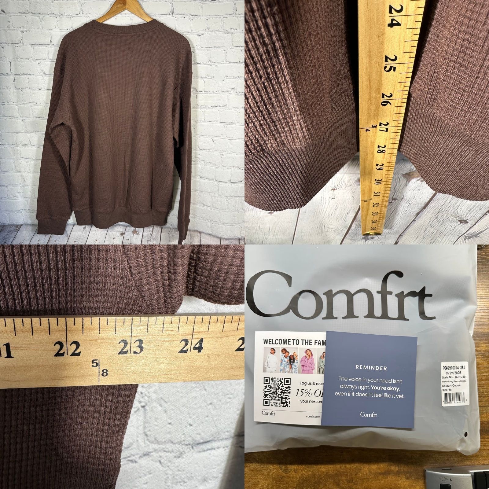 Vintage Comfrt Good Days Ahead waffle knit sweatshirt Brown Oversized Crewneck M Mens Size US M / EU 48-50 / 2 - 8 Thumbnail
