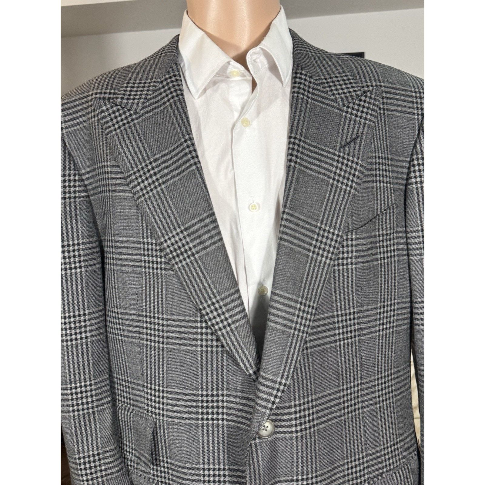 Tom Ford Tom Ford Gray Plaid Peak Lapel Wool Blazer 56R 46R US Size 46R - 7 Thumbnail