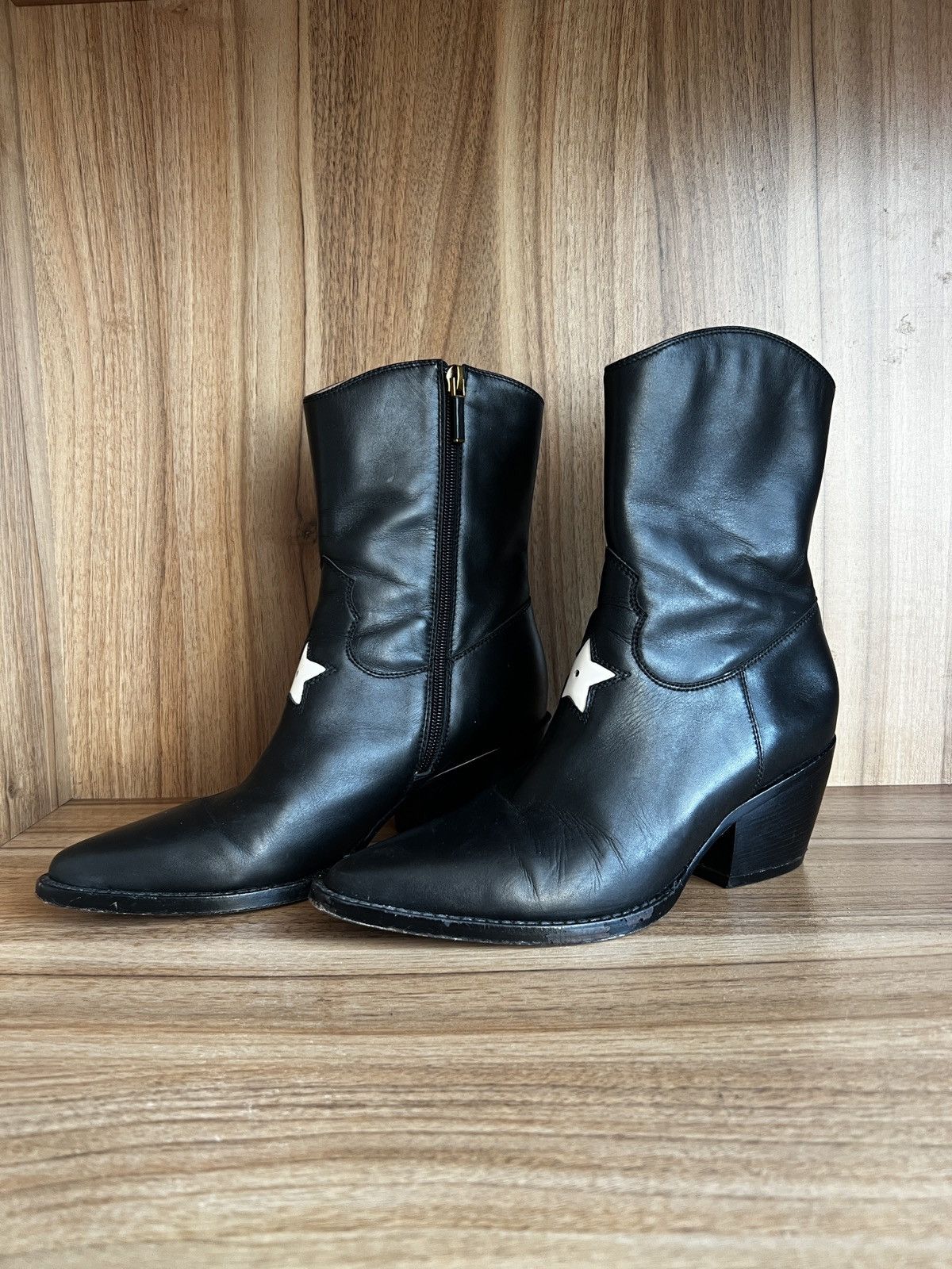 Christian Dior Monsieur 🔥🔥 Christian Dior Black Leather Cowboy Boots Size US 7 / IT 37 - 2 Thumbnail