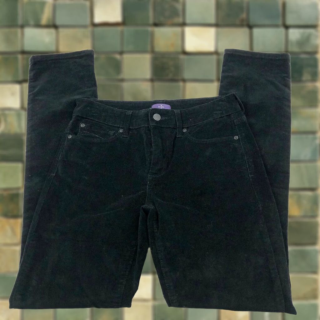 NYDJ NYDJ Legging Velour Pants Black Womens 2 / 36 28W 30L Velour Stretch Cotton Blend Spandex Skinny Rise Mid Inseam 30in Cotton Blend Regular Size 26" / US 2 / IT 38 - 1 Thumbnail