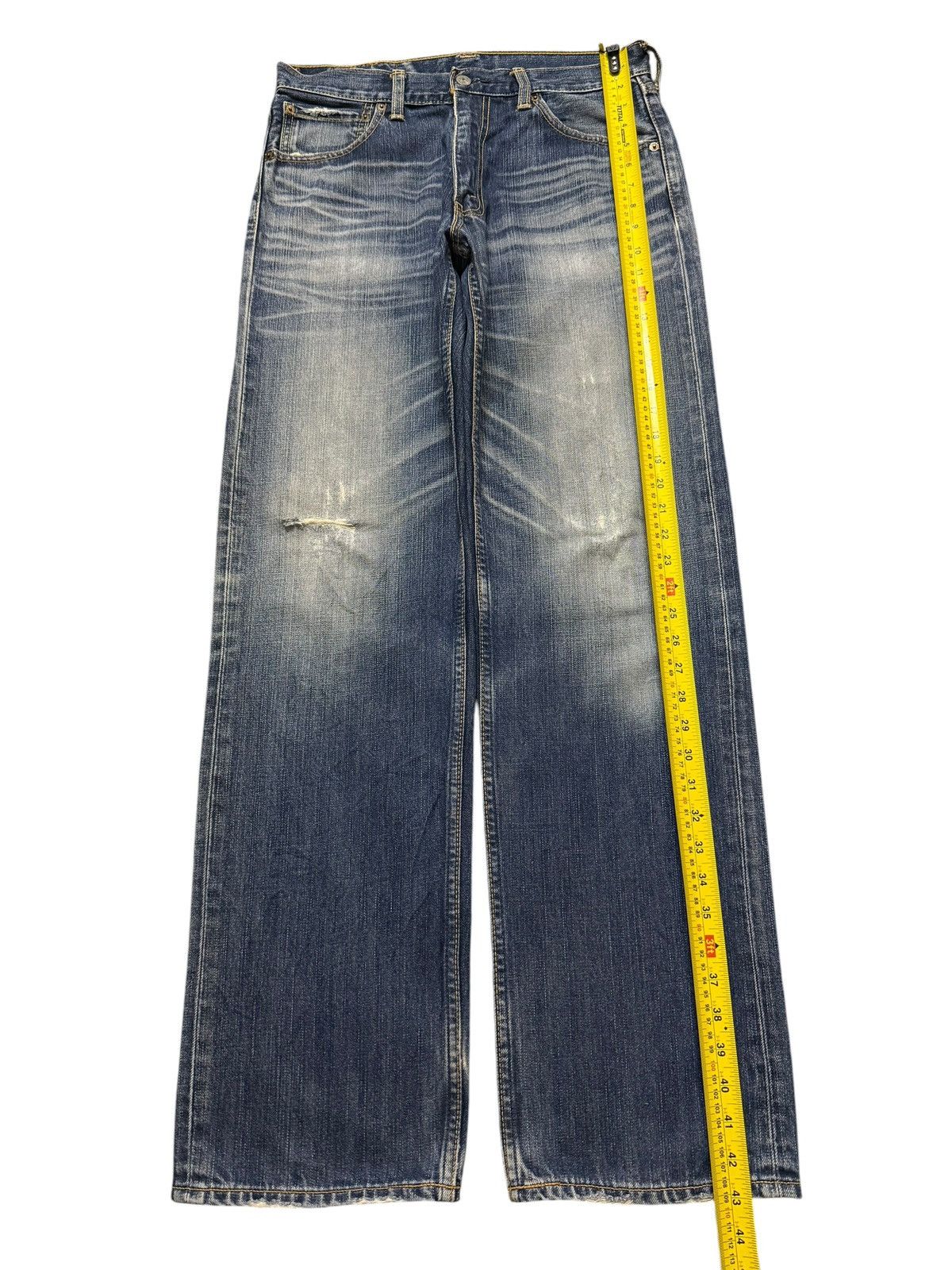 Levi's Vintage Y2K Levis 703 Faded Whiskers Distressed Wide Leg Size US 31 - 10 Thumbnail