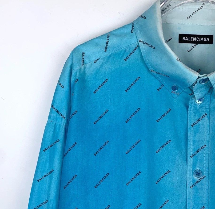 Balenciaga Balenciaga BB embroidered logo full print blue gradient lo Size 40R - 3 Thumbnail