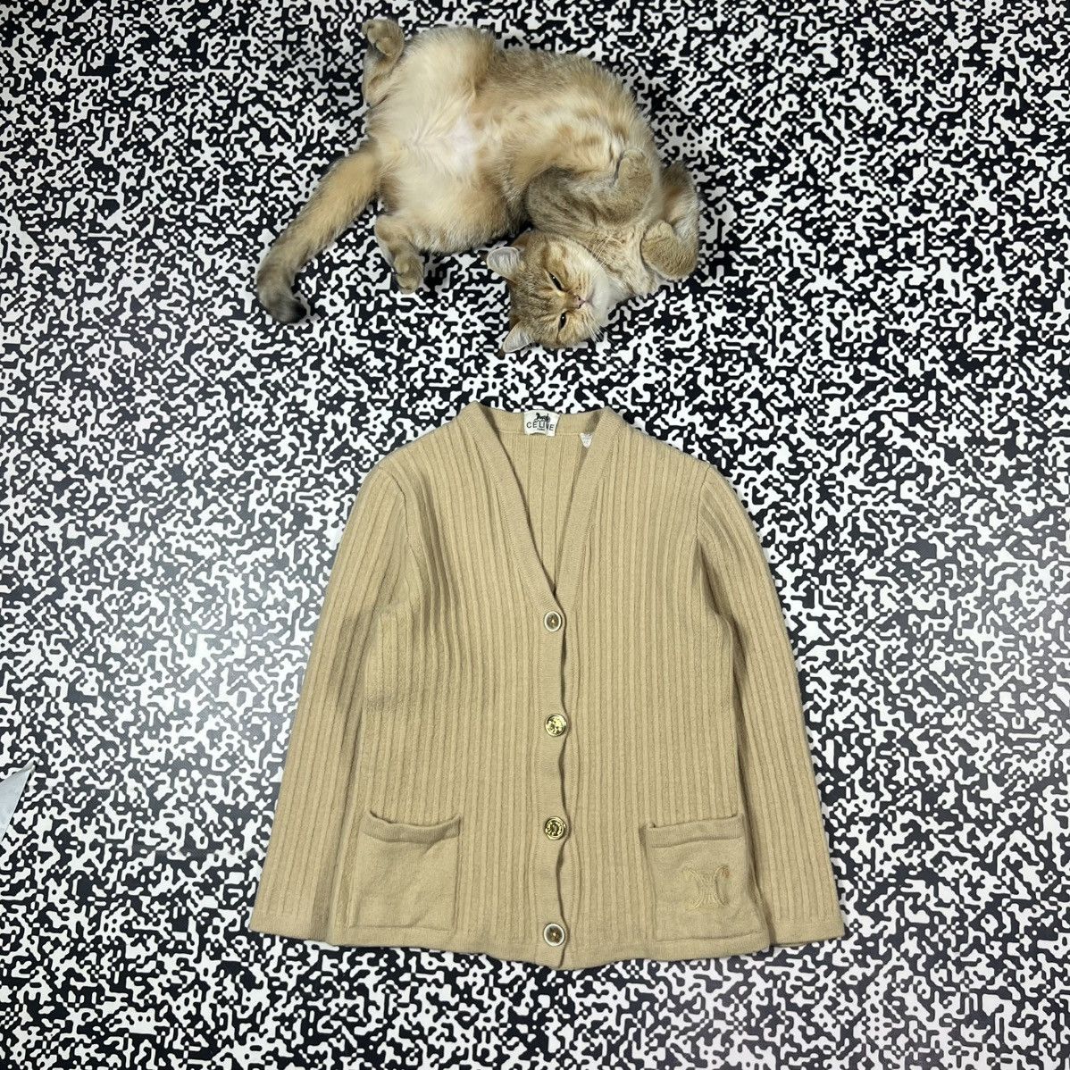 Celine Vintage 90s CELINE Paris Wool Cardigan Luxury Retro Style Size XS / US 0-2 / IT 36-38 - 4 Thumbnail