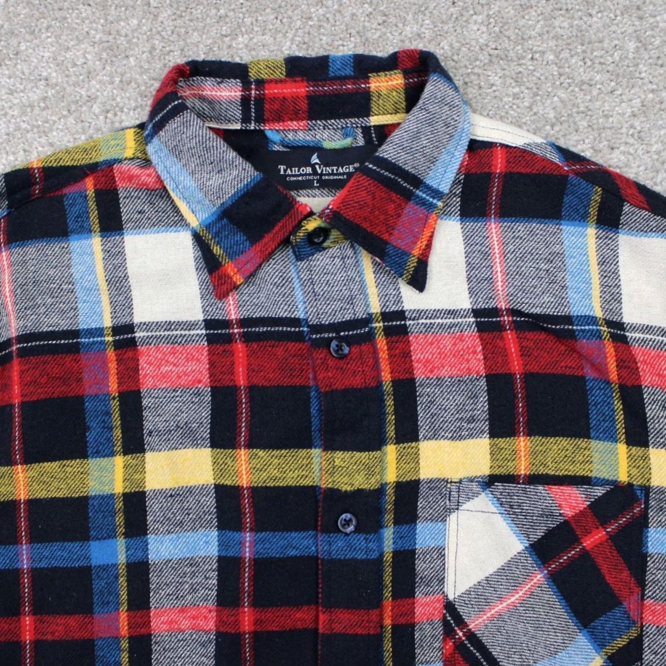Vintage TAILOR VINTAGE Button-Up Shirt Mens XL Red Plaid Cotton Long Sleeve Button-Front Size US XL / EU 56 / 4 - 6 Thumbnail