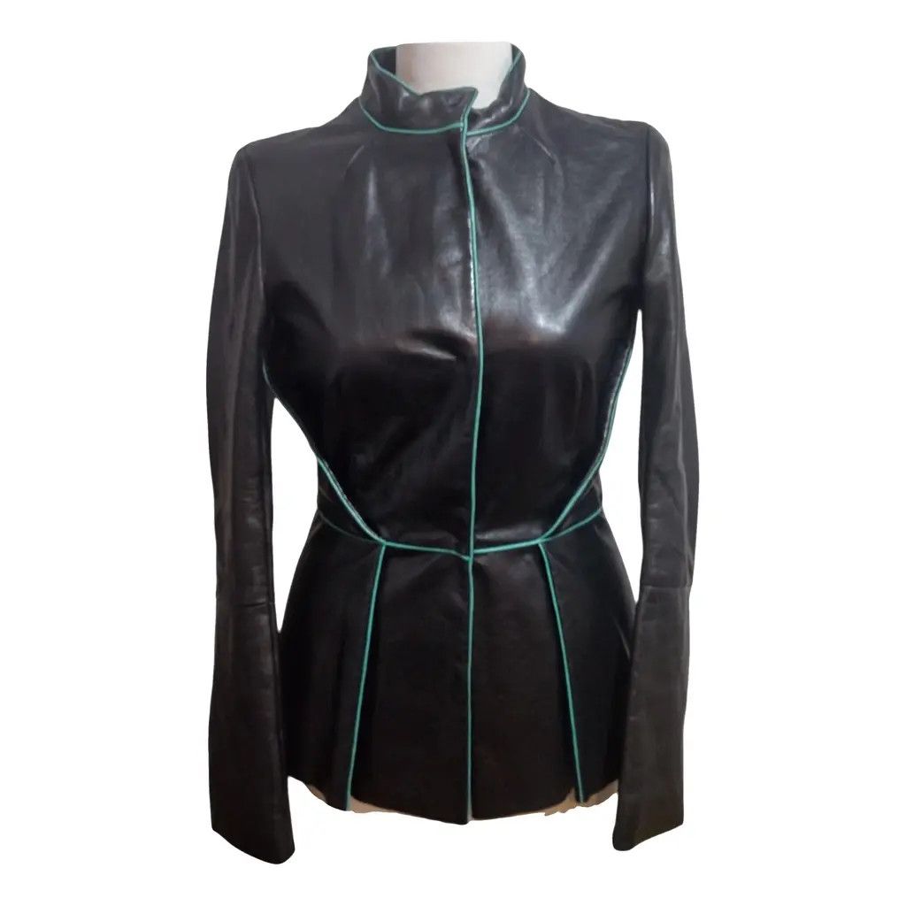Other ARCHIVAL Vionnet Paris Structured Leather Jacket Peplum Size S / US 4 / IT 40 - 1 Thumbnail