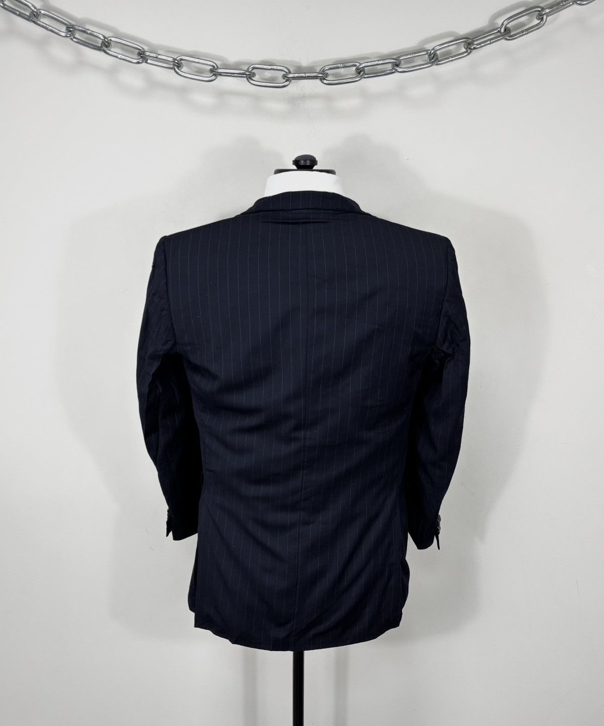 Ermenegildo Zegna Ermenegildo Zegna Men’s Navy Blue Striped Wool Blazer Jacket Size 36R - 15 Thumbnail