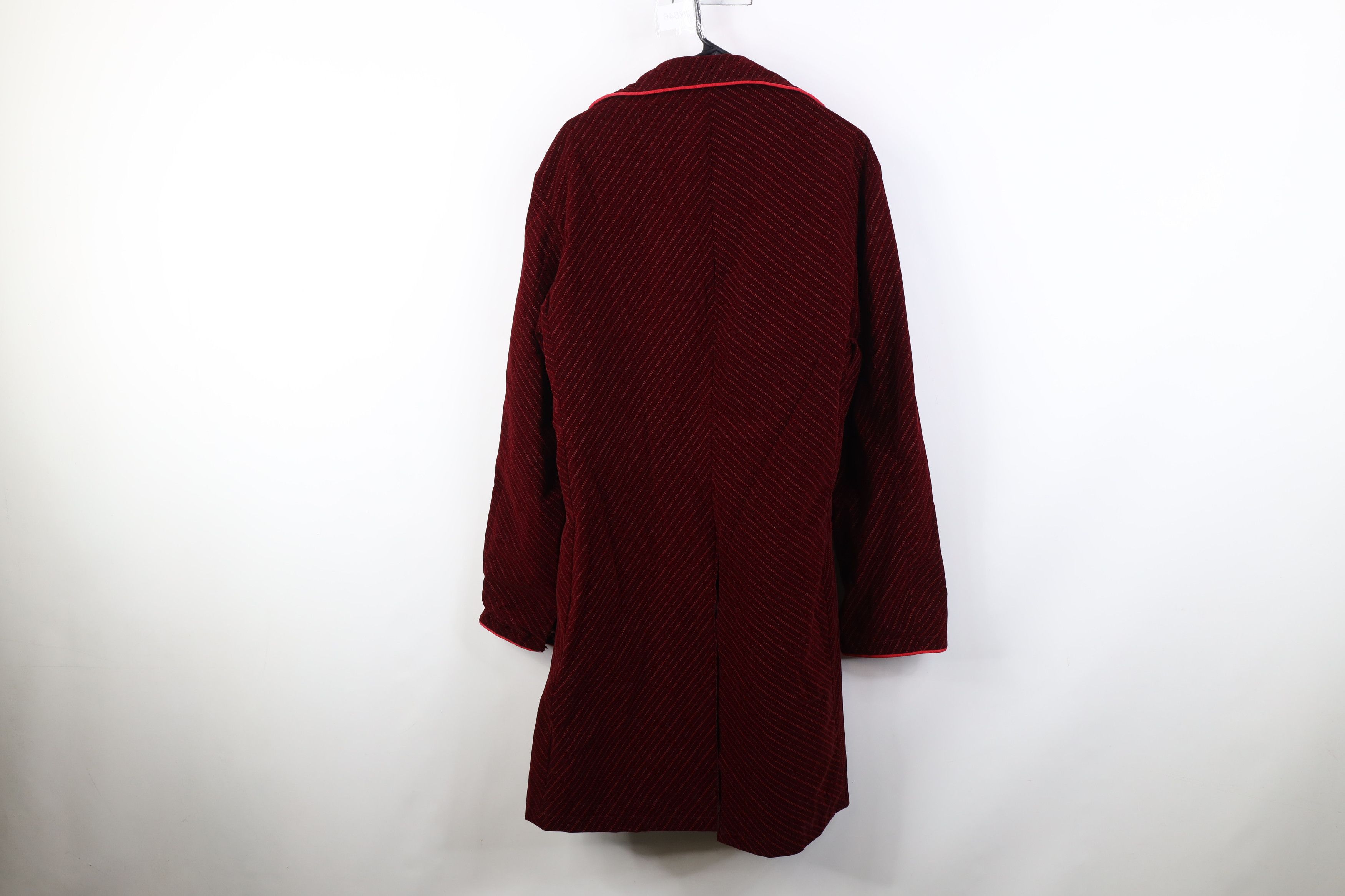 Vintage Vintage 90s Y2K Red Balls On Fire Velour Wonka Trench Coat Size US L / EU 52-54 / 3 - 13 Thumbnail