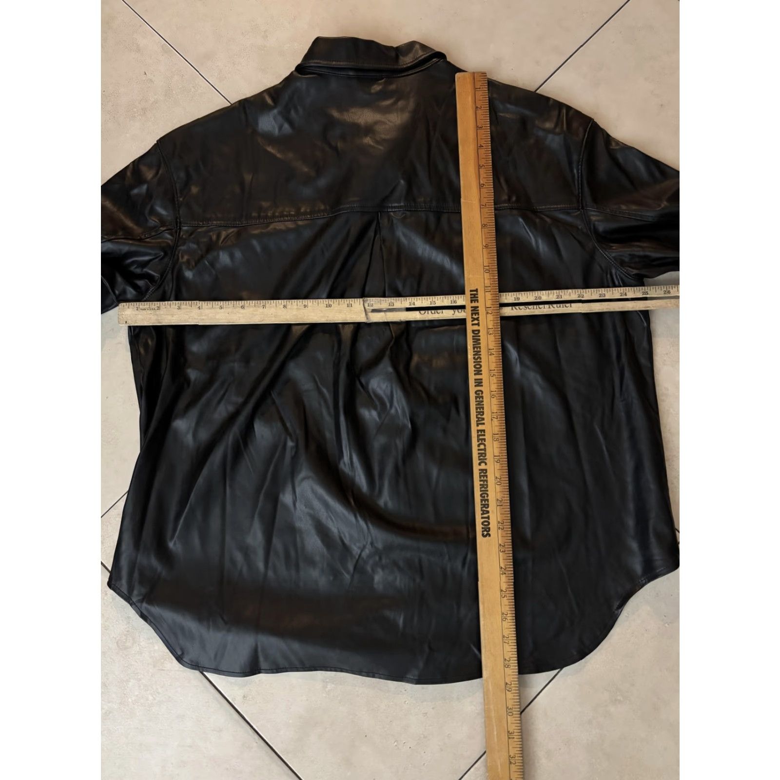 American Eagle Outfitters American Eagle Outfitters Shirt Jacket Womens Large Black Faux Leather Button Shacket Size L / US 10 / IT 46 - 8 Thumbnail