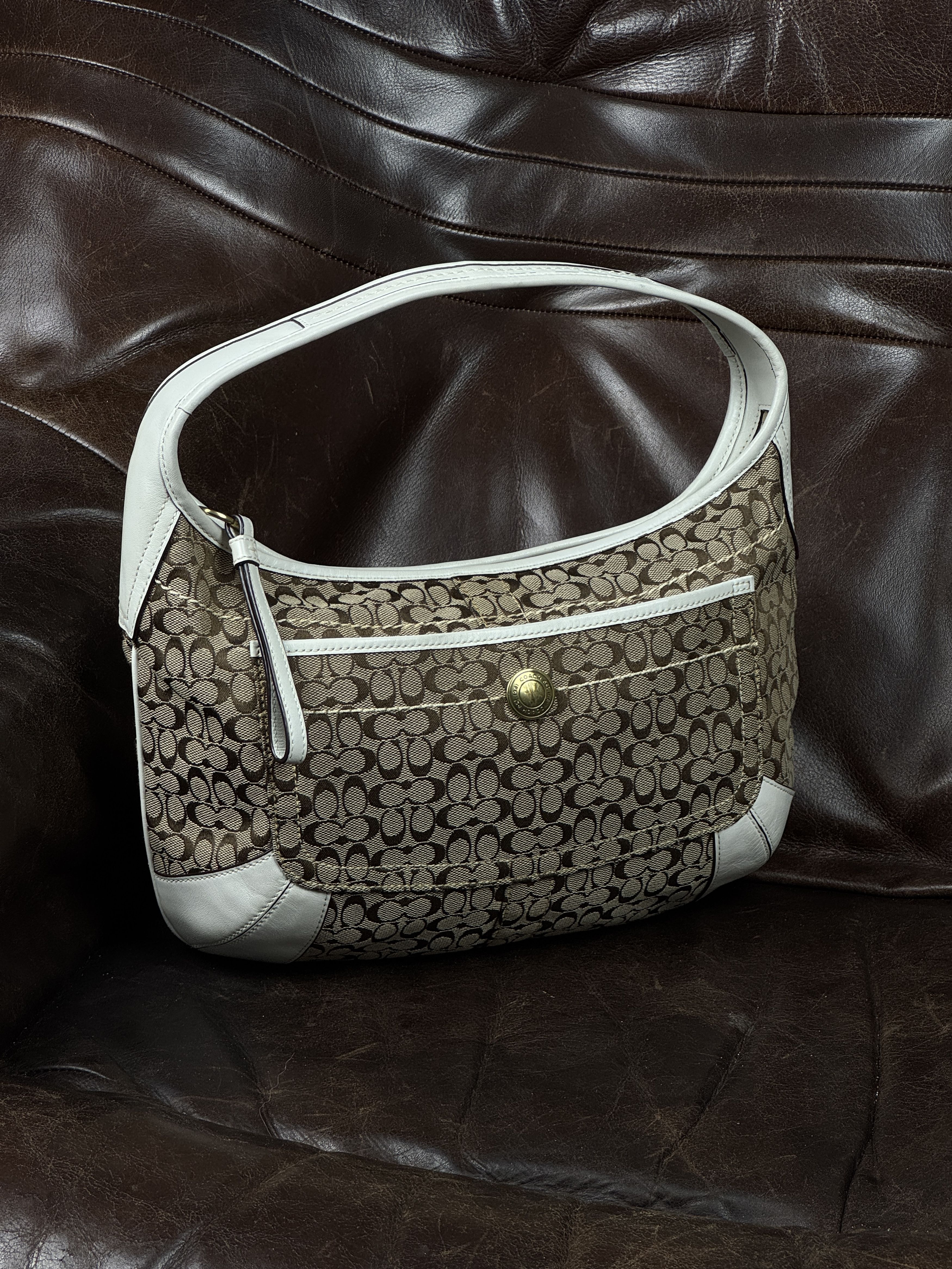 Coach Vintage Coach Ergo Hobo Signature Bag White and Beige Size ONE SIZE - 5 Thumbnail