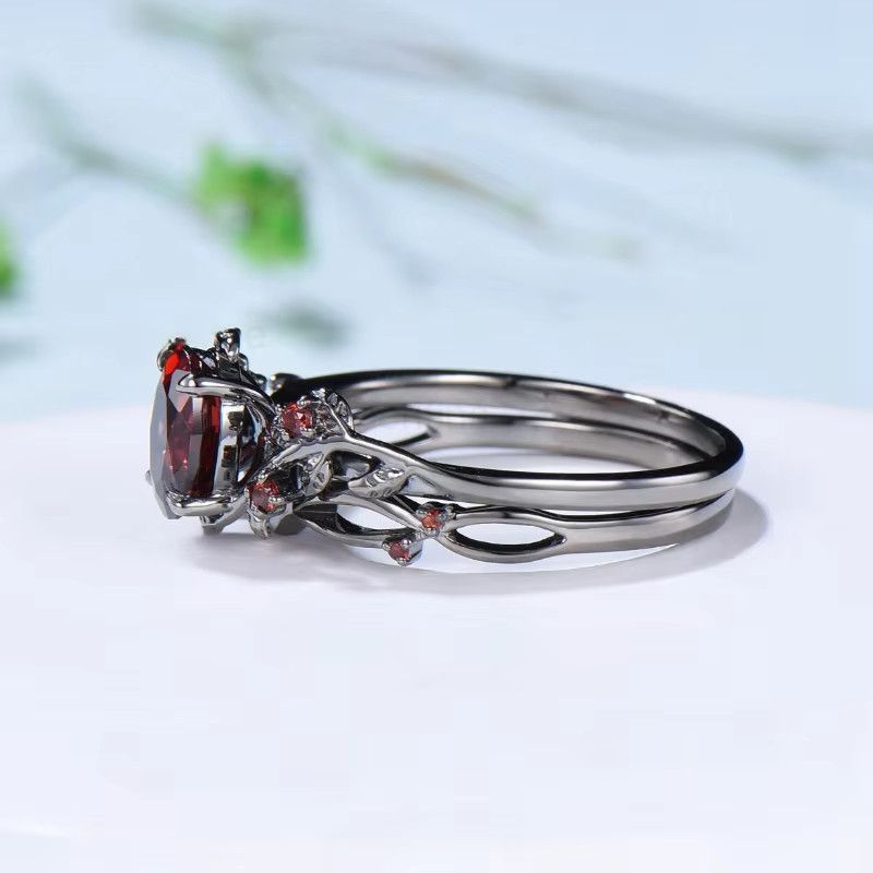 Jewelry Black Rose Branches Crossed Two-piece Rings Size ONE SIZE - 6 Thumbnail
