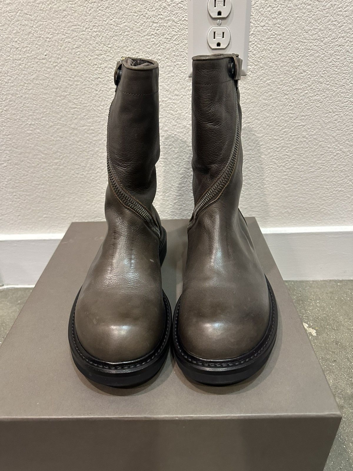 Rick Owens FW13 Plinth Spiral Calfskin Leather Creeper Boots 41 Size US 9 / EU 42 - 3 Thumbnail
