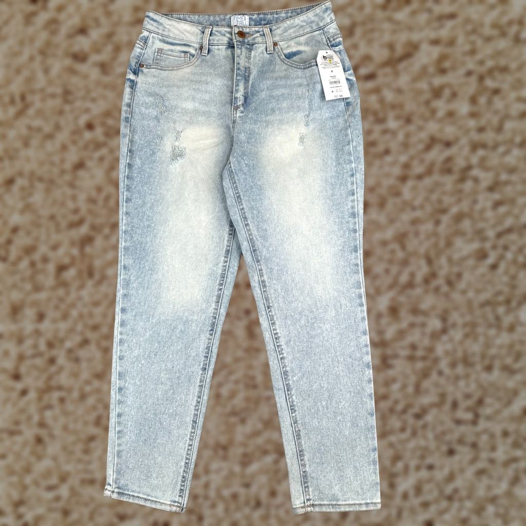 Vintage Time And Tru Jeans Womens 8 Blue Skinny Mom Distressed Light Wash 29x27 NEW Size 30" / US 8 / IT 44 - 1 Thumbnail