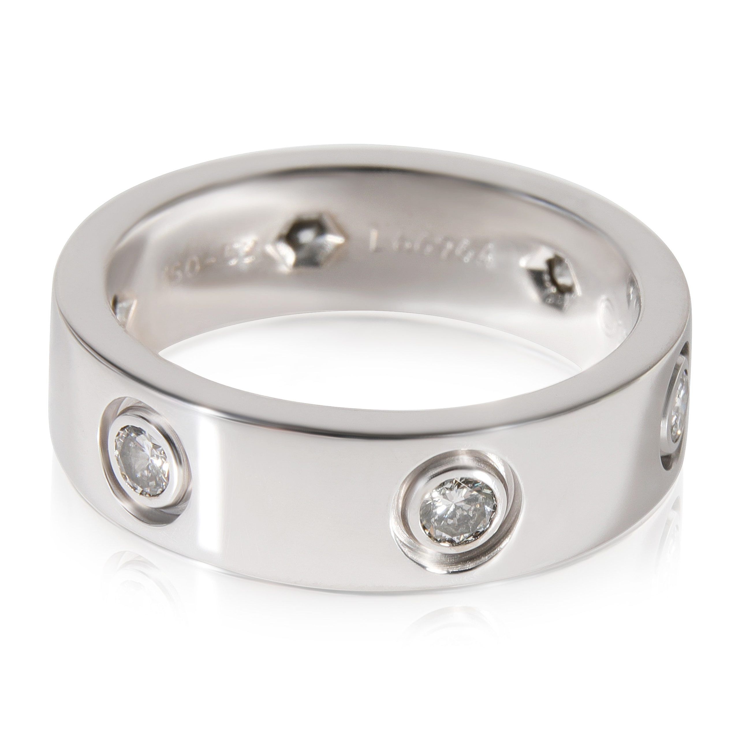 image of Cartier Love Diamond Ring In 18K White Gold 0.46 Ctw, Women's