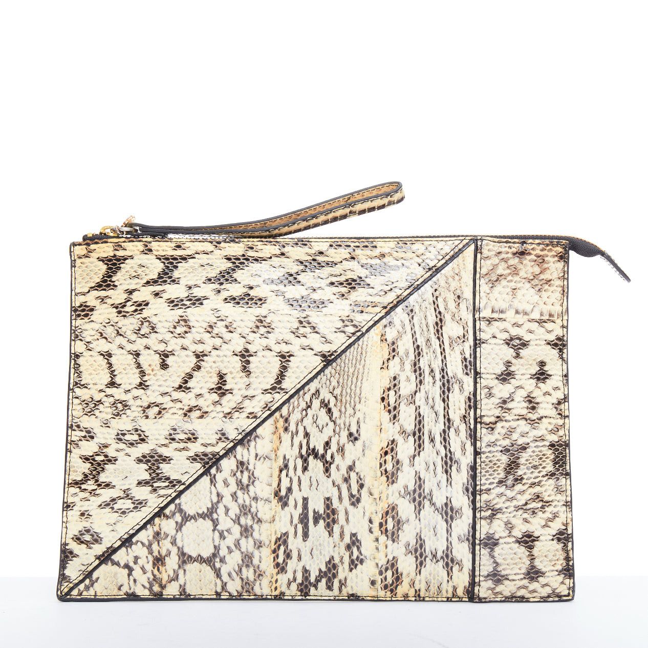 Other KOTUR cream black scaled leather gold zip charm pouch clutch bag Size ONE SIZE - 1 Thumbnail