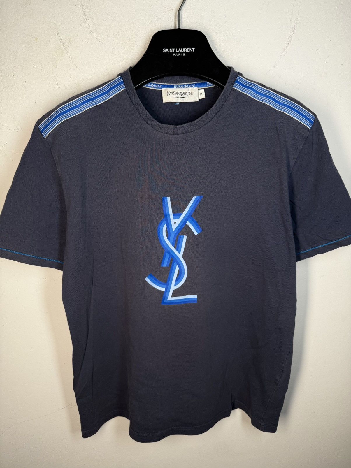 Yves Saint Laurent Blue YSL T-shirt Big Logo Vintage Yves Saint Laurent Shirt Size US S / EU 44-46 / 1 - 1 Thumbnail