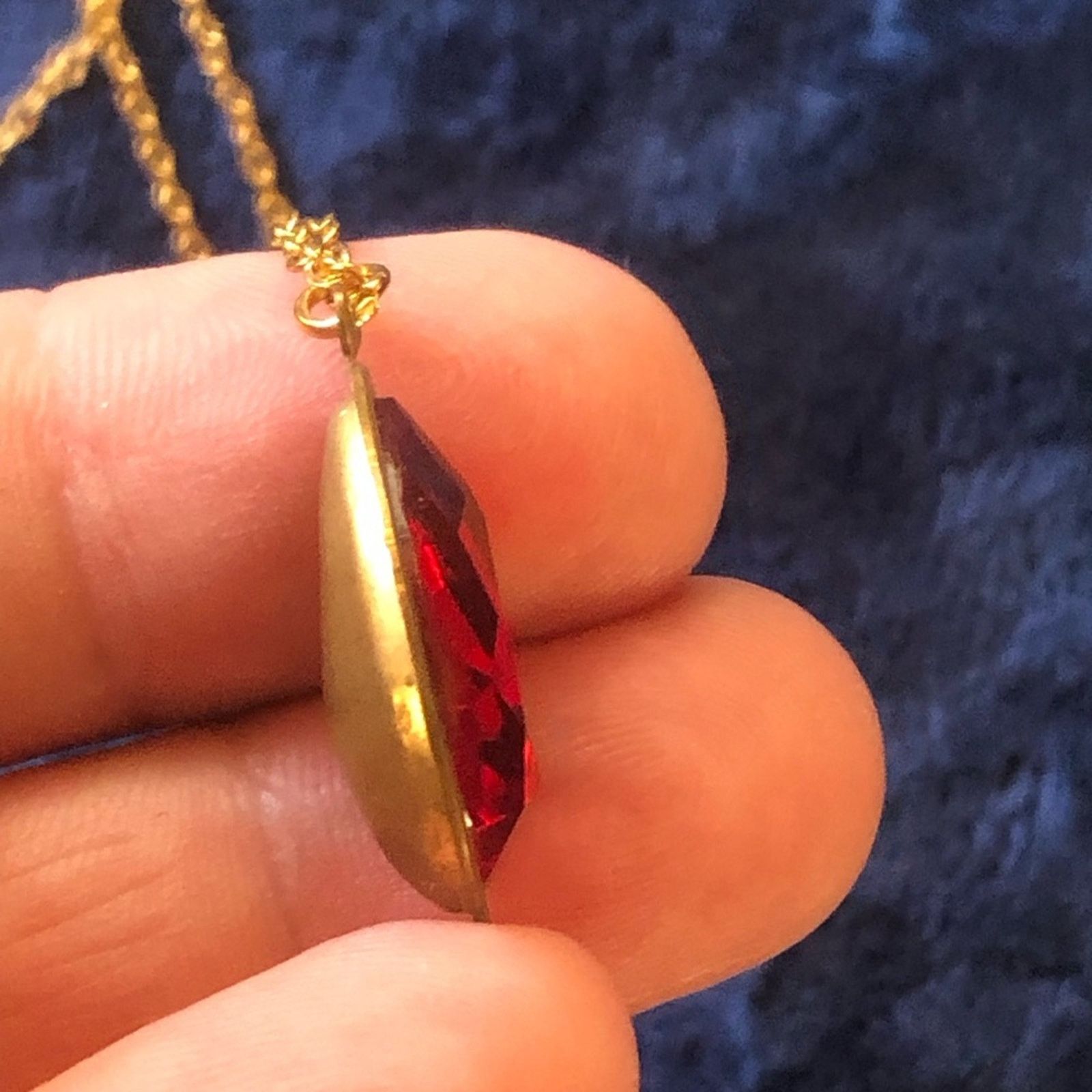 Vintage Vintage repurpose ruby red teardrop pendant necklace Size ONE SIZE - 4 Thumbnail