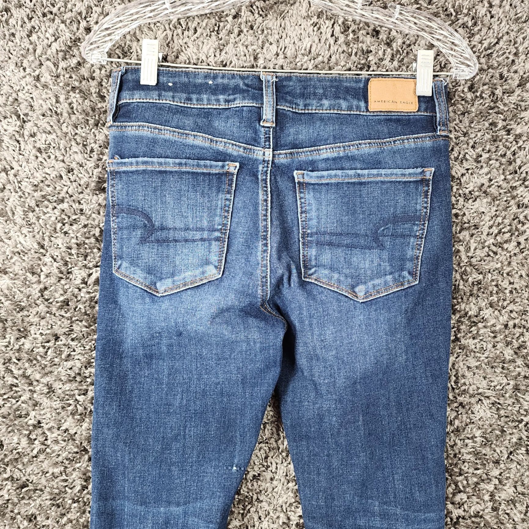 American Eagle Outfitters American Eagle Jeggings Womens Distressed High Rise Blue Size 4 Jeans Women Size 27" / US 4 / IT 40 - 8 Thumbnail