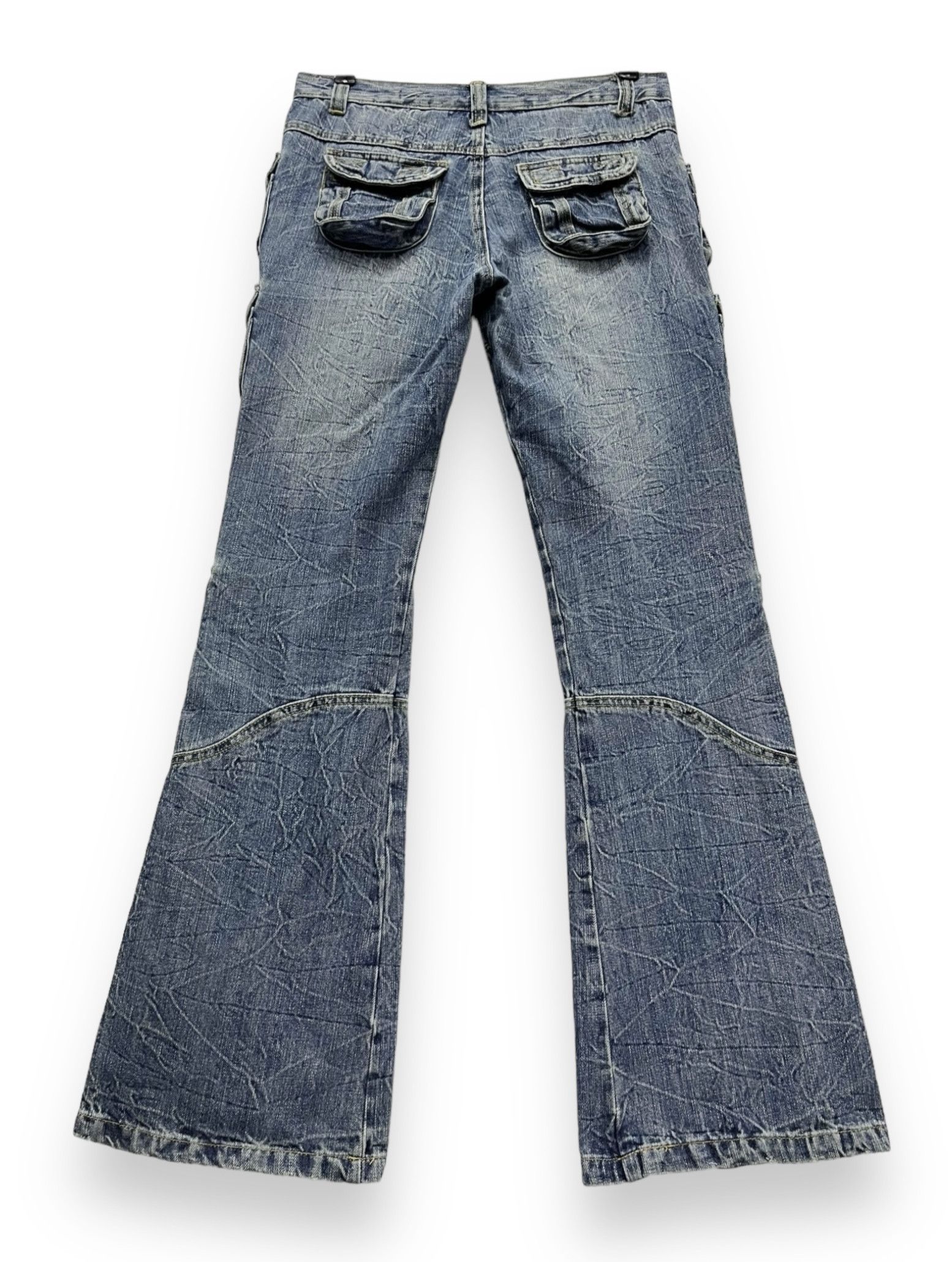 Japanese Brand 🔥FYE🔥Vtg PHILODOX Distressed Denim Punk Multipocket FLARE Size US 30 / EU 46 - 3 Thumbnail