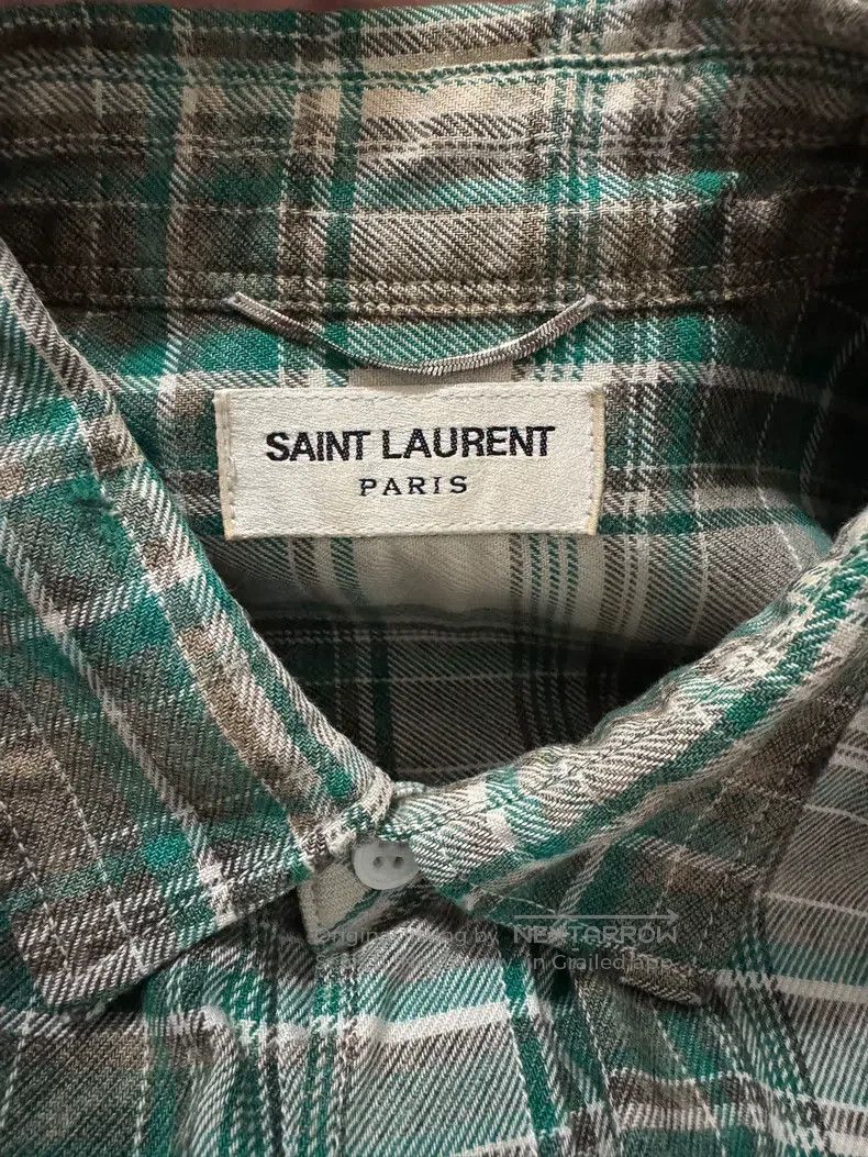 Saint Laurent Paris Saint Laurent Paris Mud-Dyed Green Checkered Shirt Size XS / US 0-2 / IT 36-38 - 4 Thumbnail