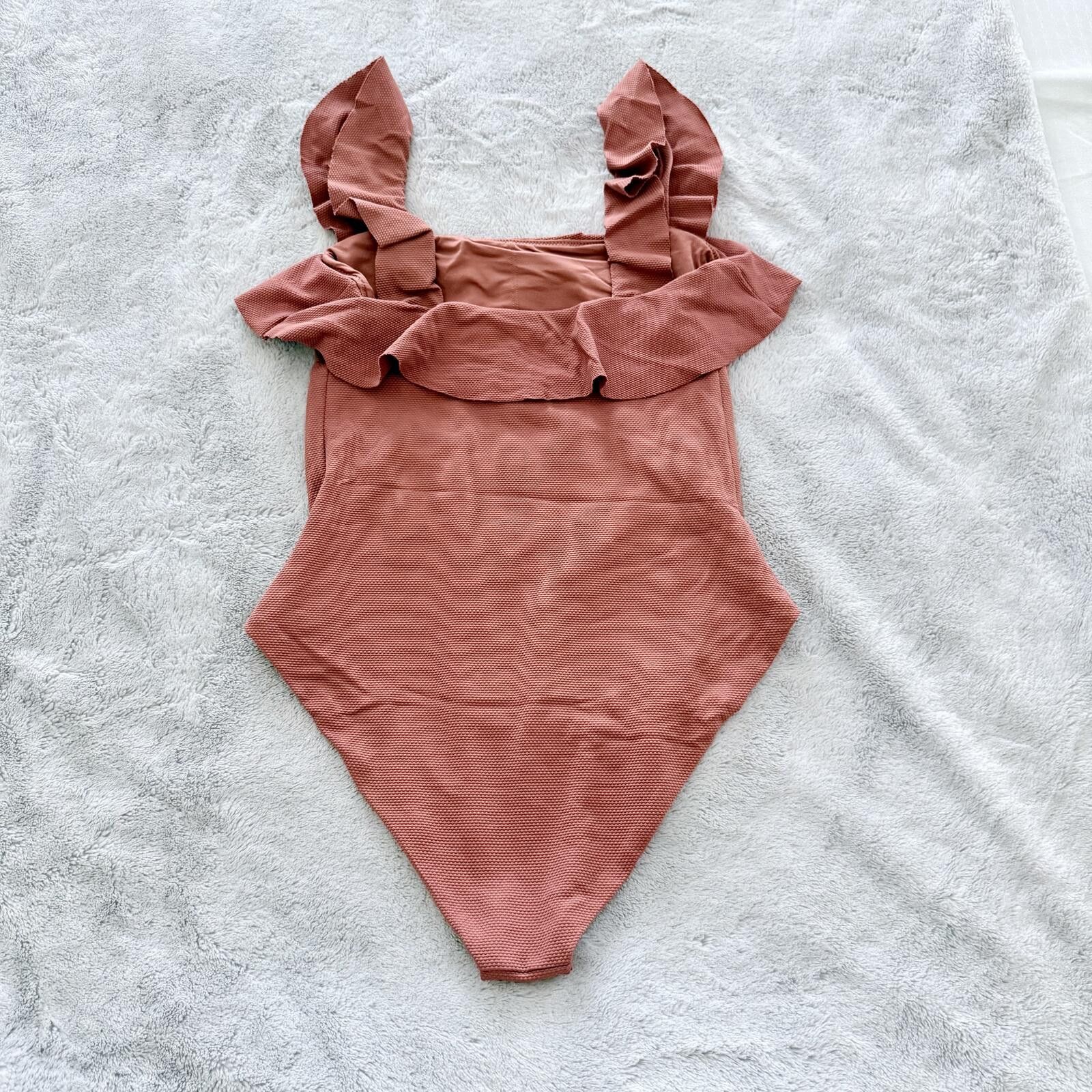 Other Ruffled Shoulder One-Piece Swimsuit Size ONE SIZE - 3 Thumbnail