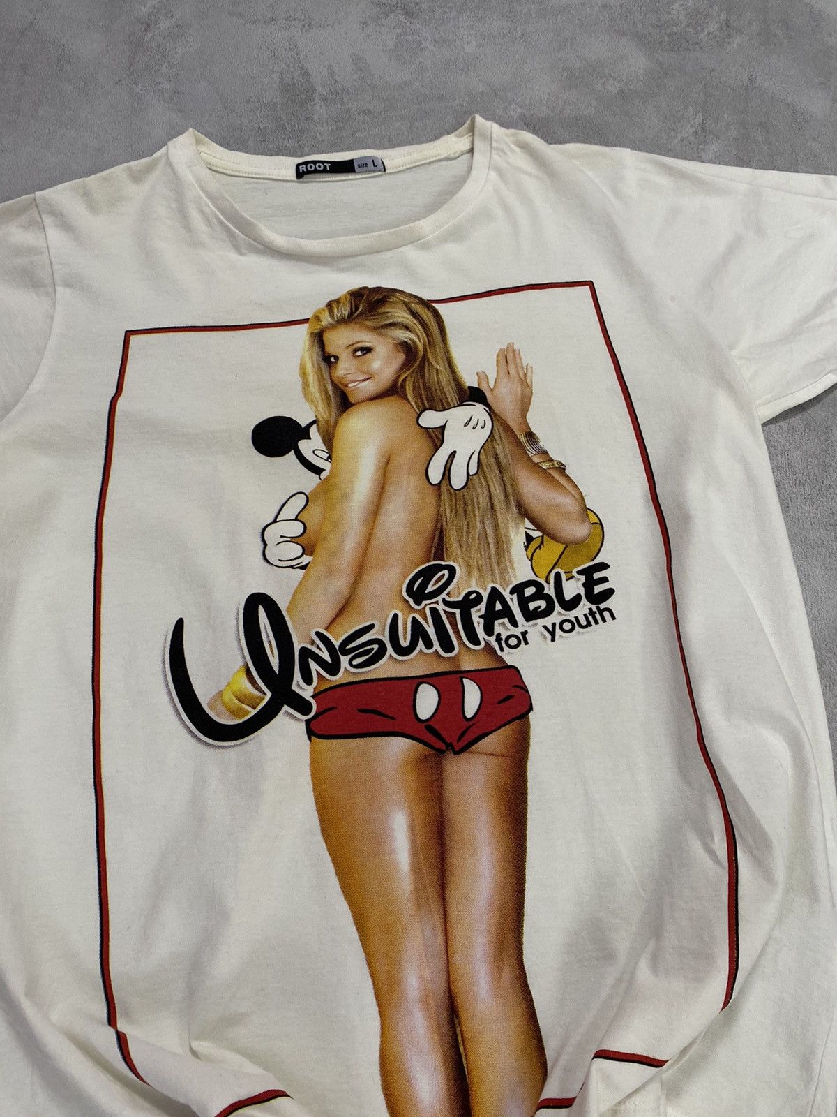 Band Tees 🍼 Vintage T Shirt Sexy Girl + Mickey Mouse Unsuitable For Yo Size US M / EU 48-50 / 2 - 2 Thumbnail