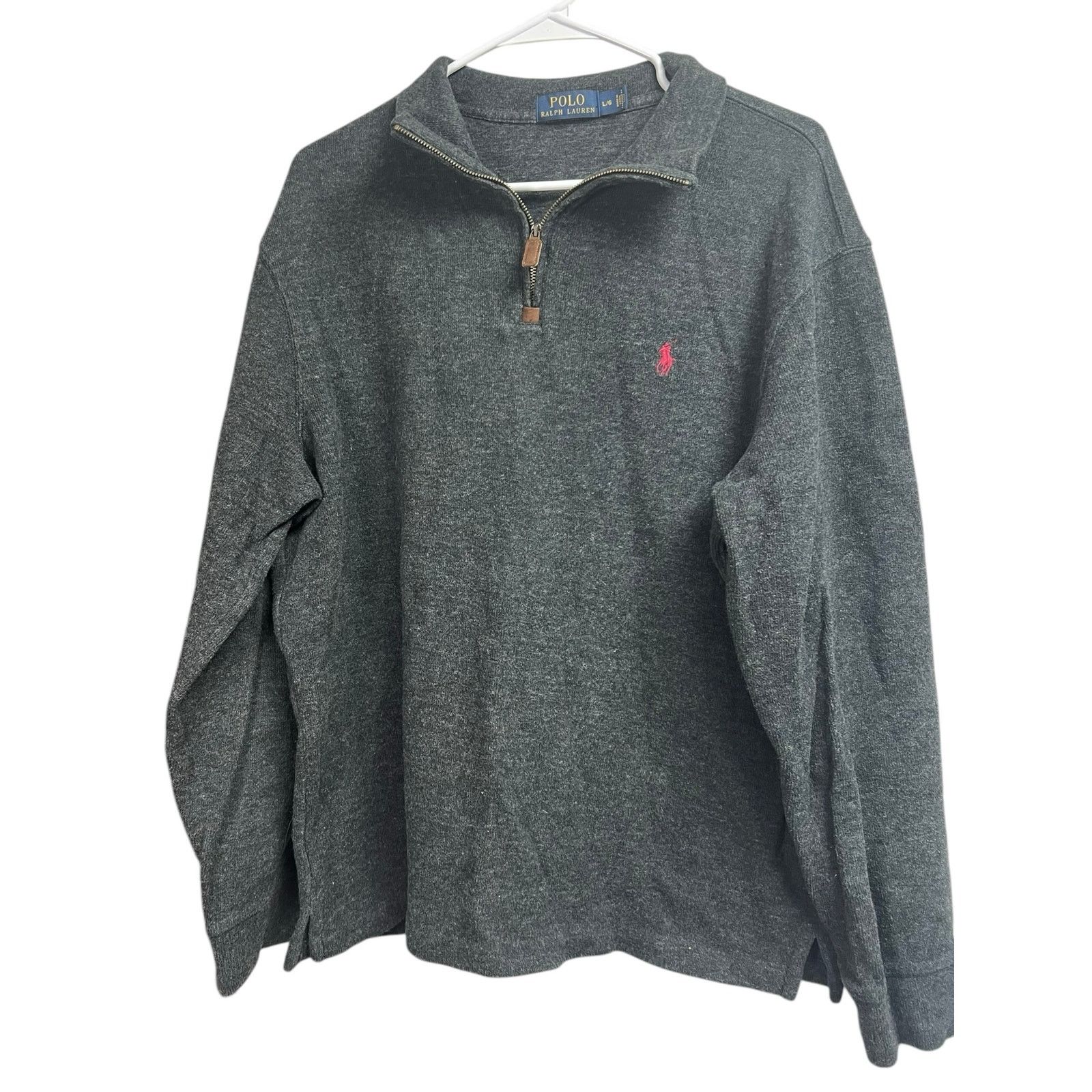 Polo Ralph Lauren Polo Ralph Lauren 1/4 Zip Sweater Pullover Charcoal Gray Size US L / EU 52-54 / 3 - 1 Thumbnail