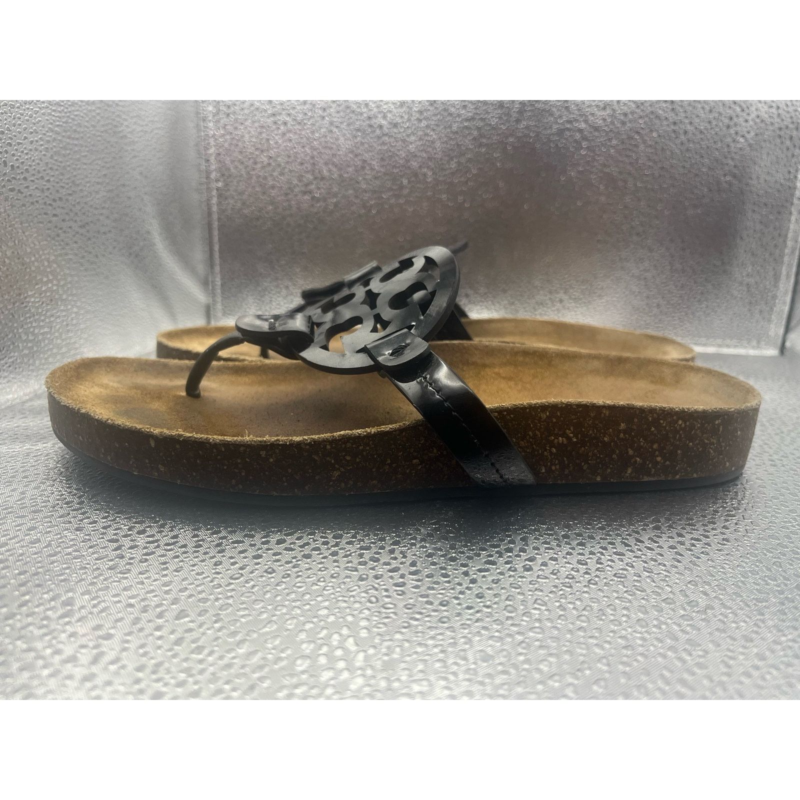 Tory Burch Tory Burch Miller Cloud Black Patent Sandals Flip Flops 7" Size US 7 / IT 37 - 2 Thumbnail