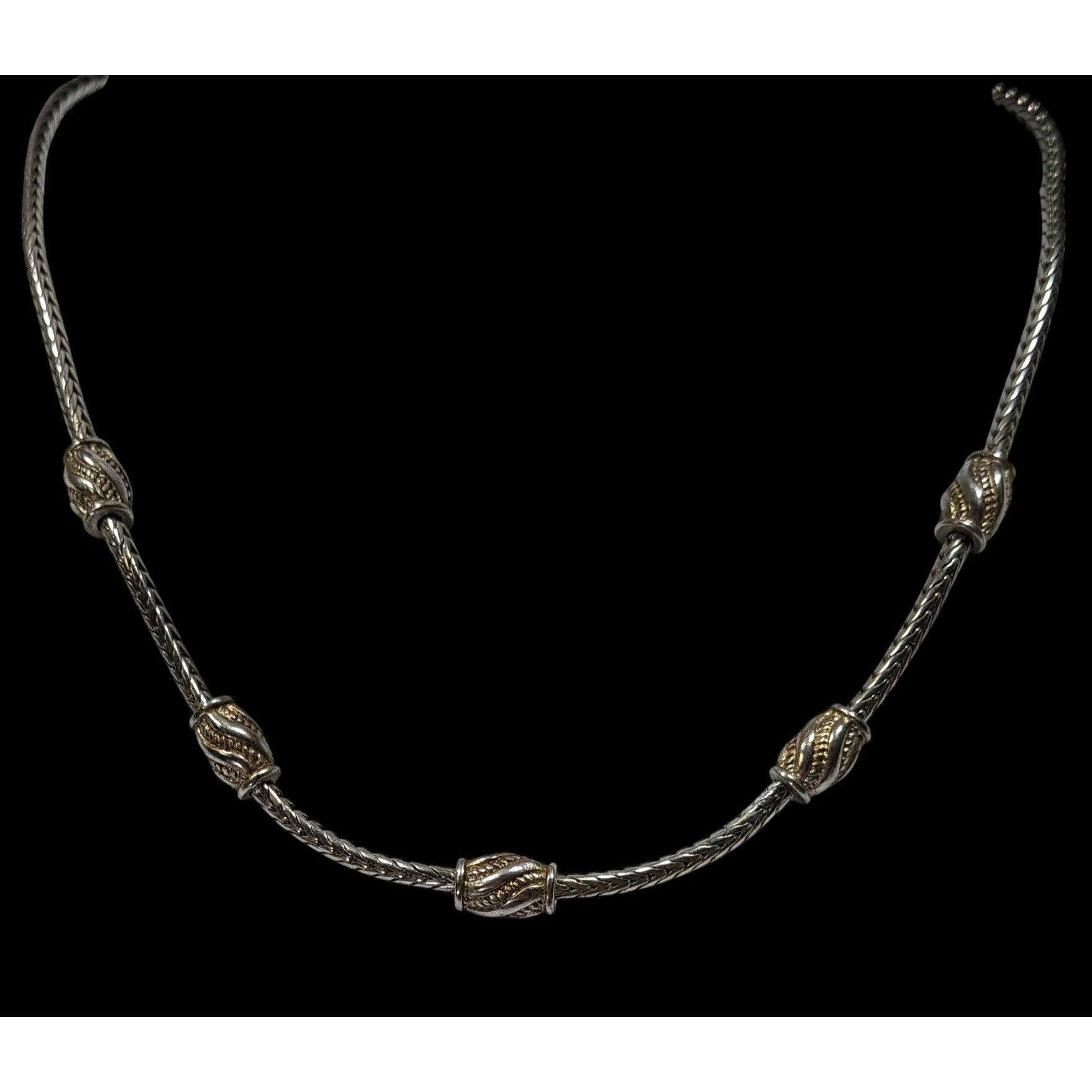 Other Modernist Metallic Silver Tone Station Necklace On Snake Cha Size ONE SIZE - 2 Thumbnail