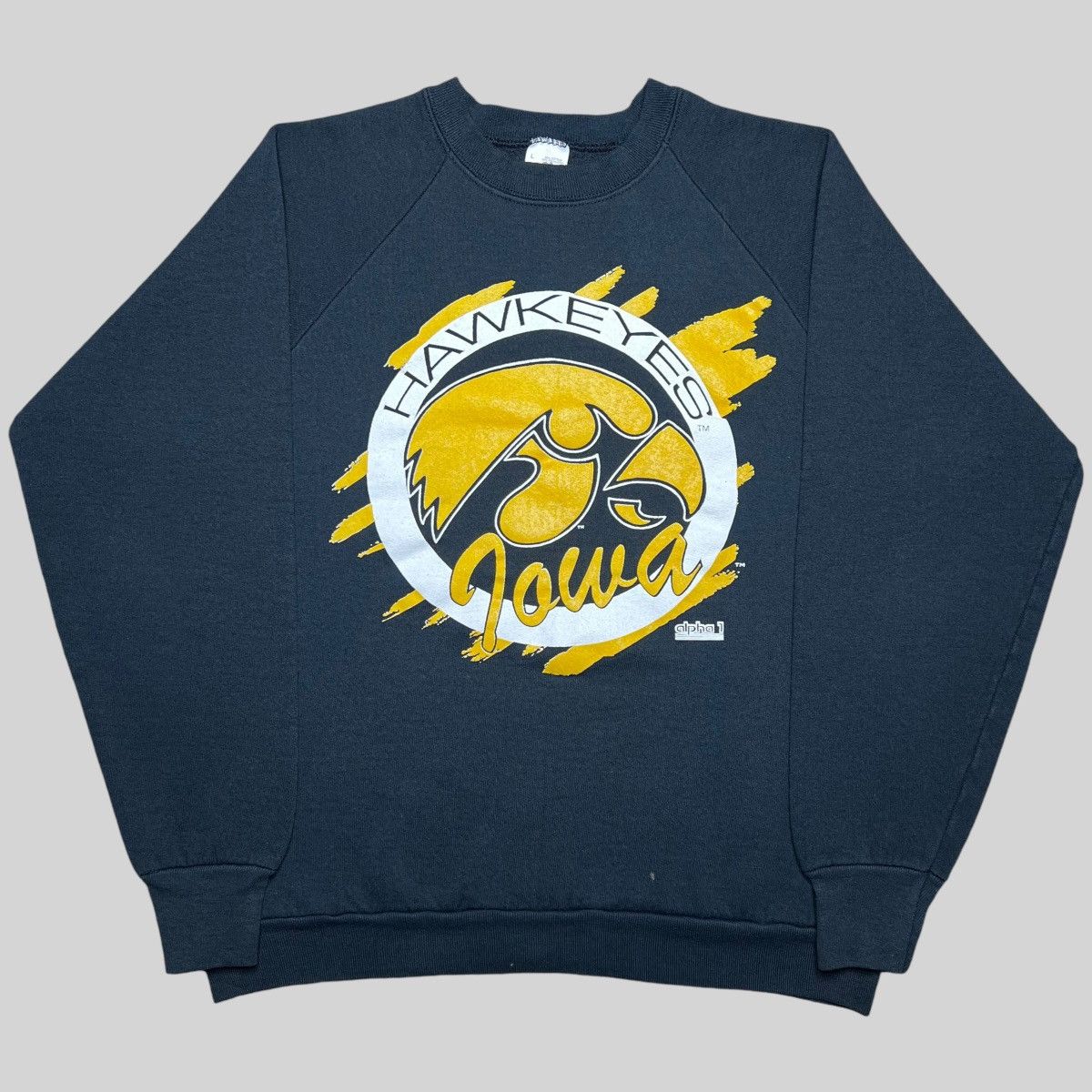 NCAA × Vintage Vtg 90s NCAA Iowa Hawkeyes 3D Spell Out Alpha 1 Sweatshirt Size US L / EU 52-54 / 3 - 1 Thumbnail